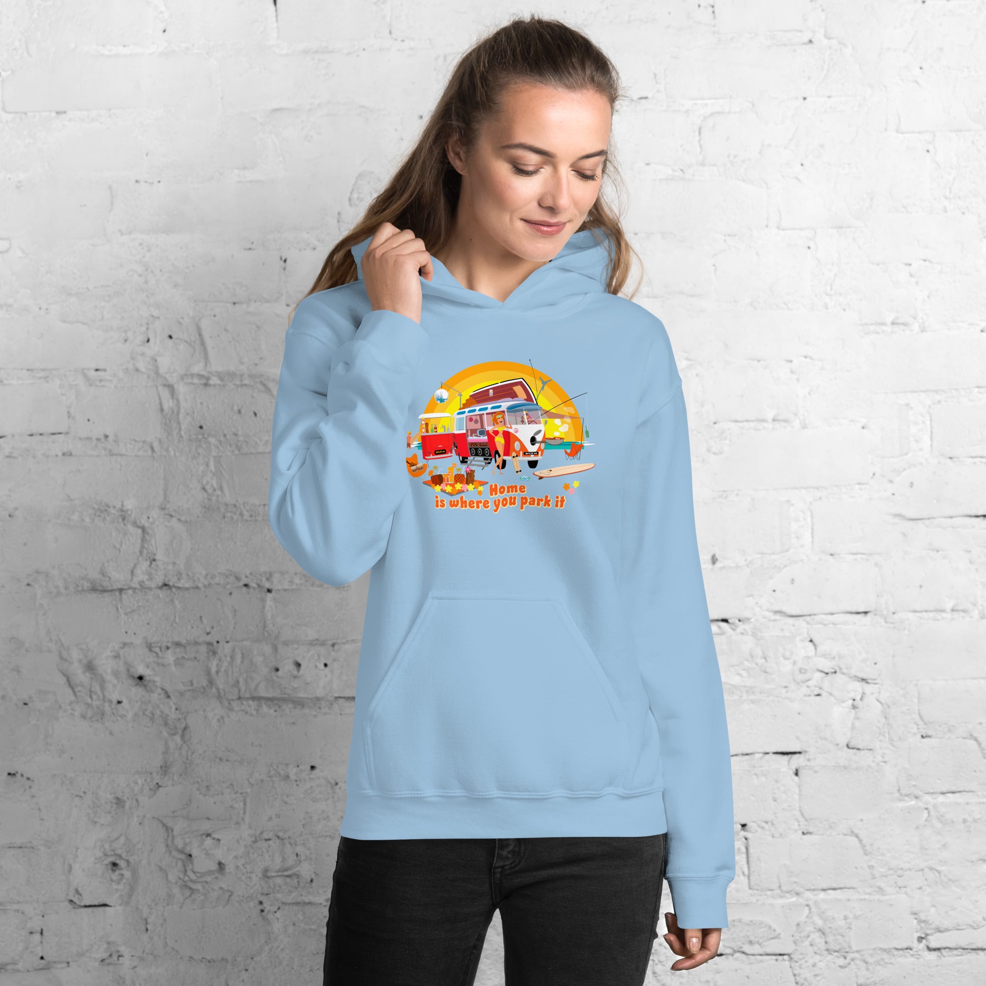 Unisex Hoodie Ultra Combi: Home is where you park it on bright colors
