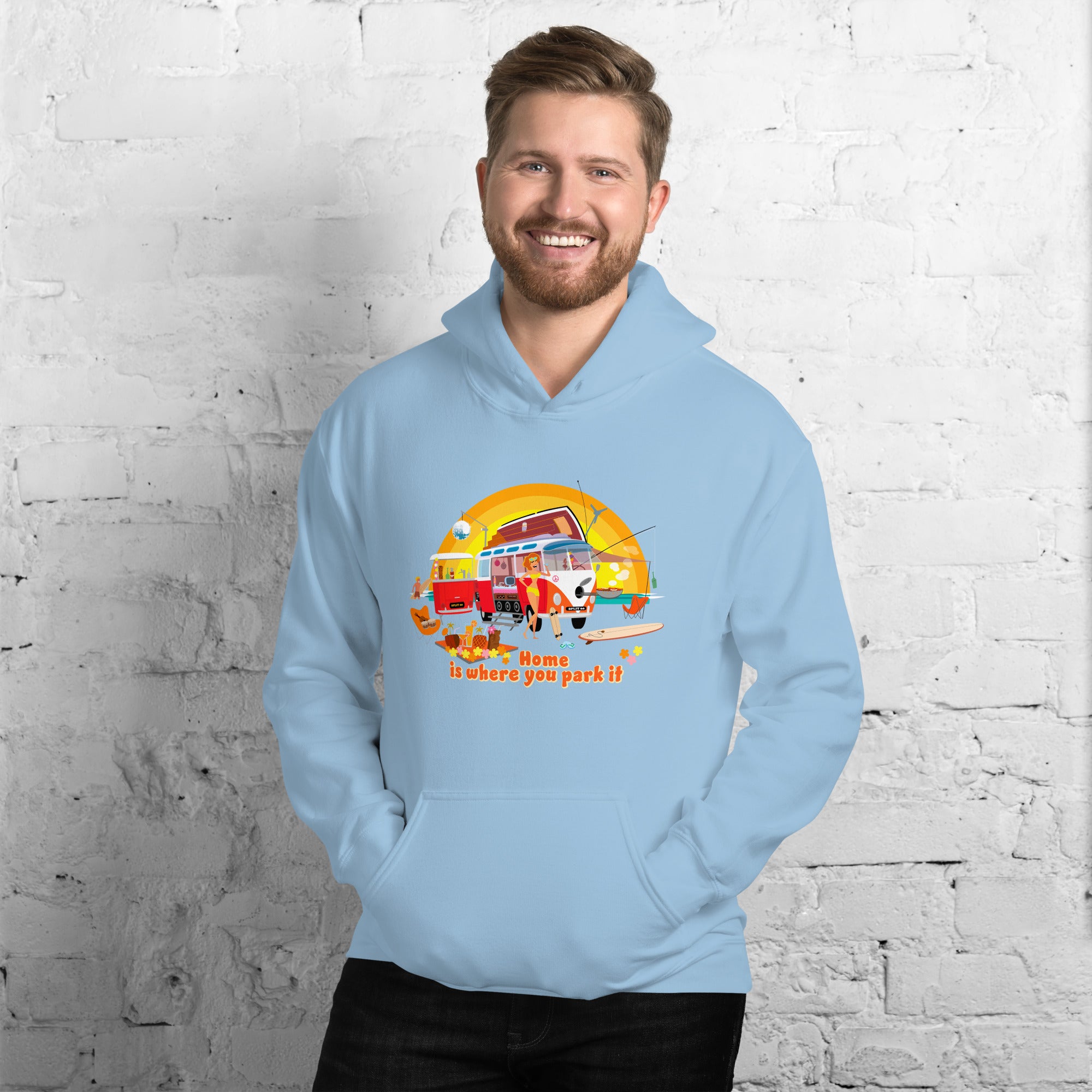 Unisex Hoodie Ultra Combi: Home is where you park it on bright colors