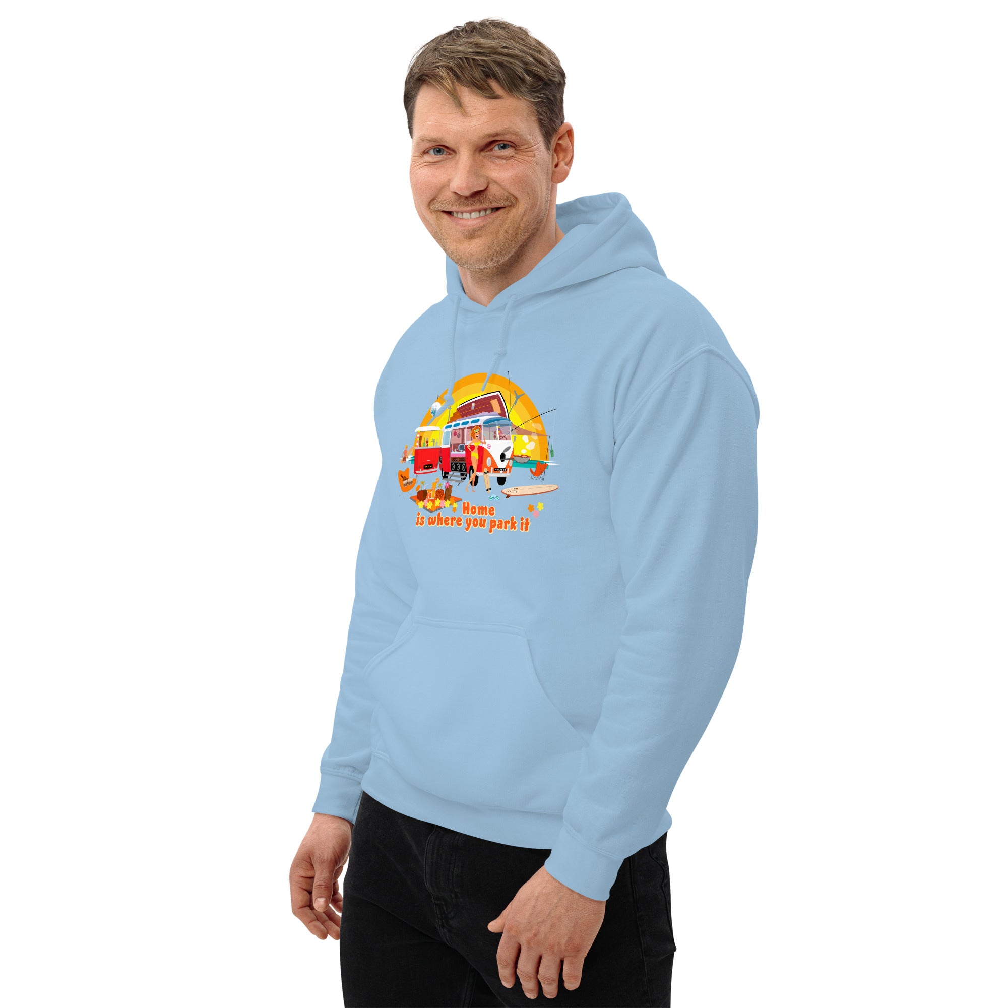 Unisex Hoodie Ultra Combi: Home is where you park it on bright colors