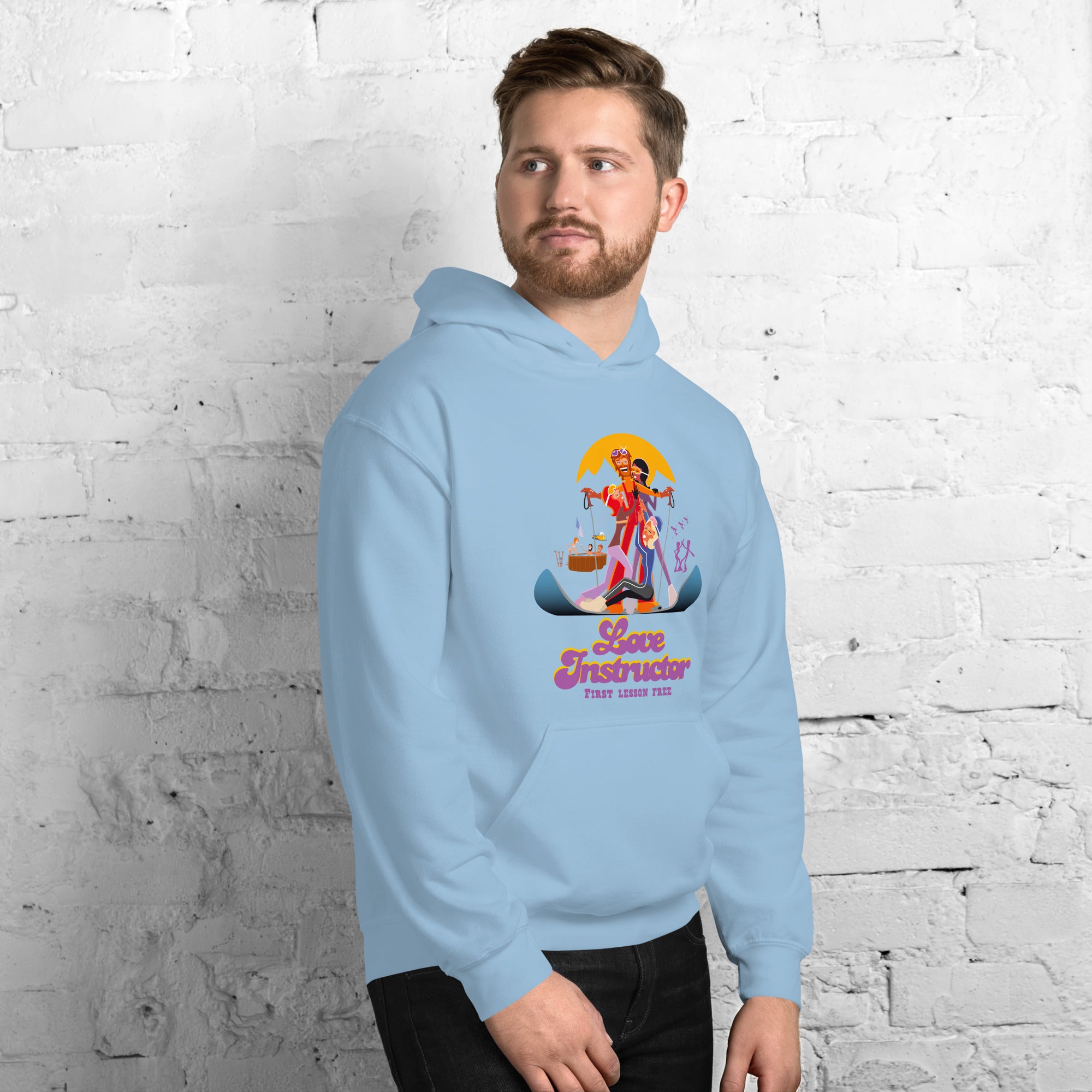 Sweat à capuche d'hiver unisexe Love Instructor First Lesson free sur couleurs claires