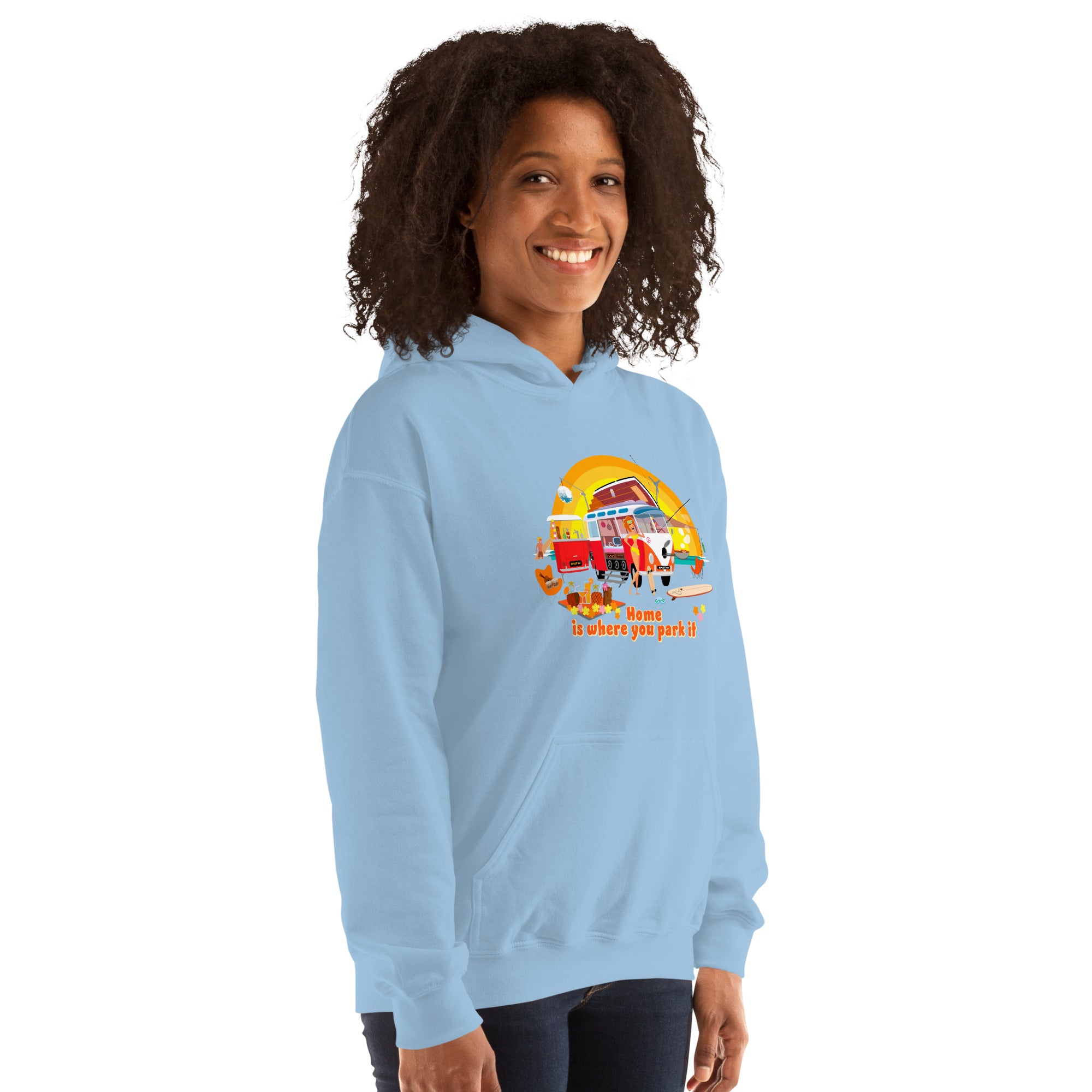Unisex Hoodie Ultra Combi: Home is where you park it on bright colors