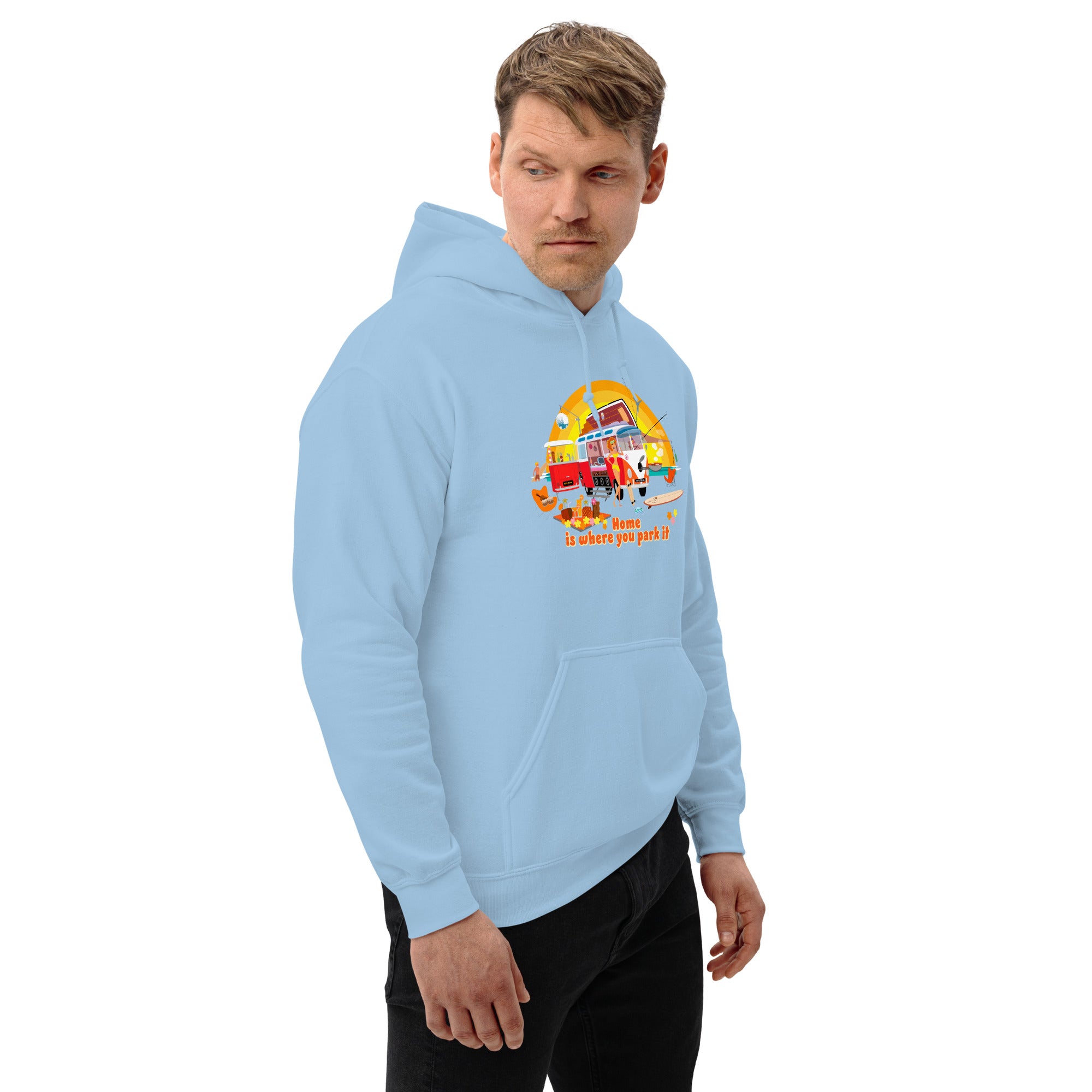 Unisex Hoodie Ultra Combi: Home is where you park it on bright colors