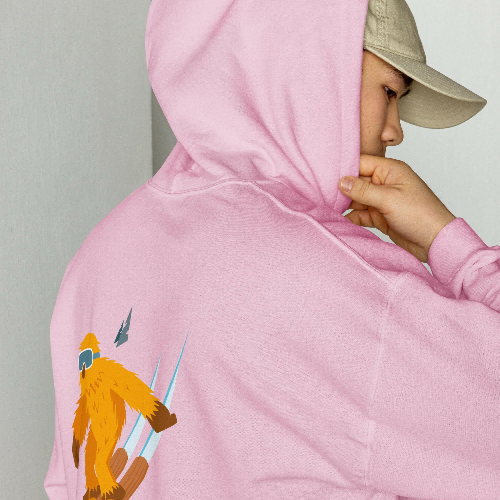 Unisex Hoodie Which skier are you? "The Thing" Yeti Skier on light colors (front & back)