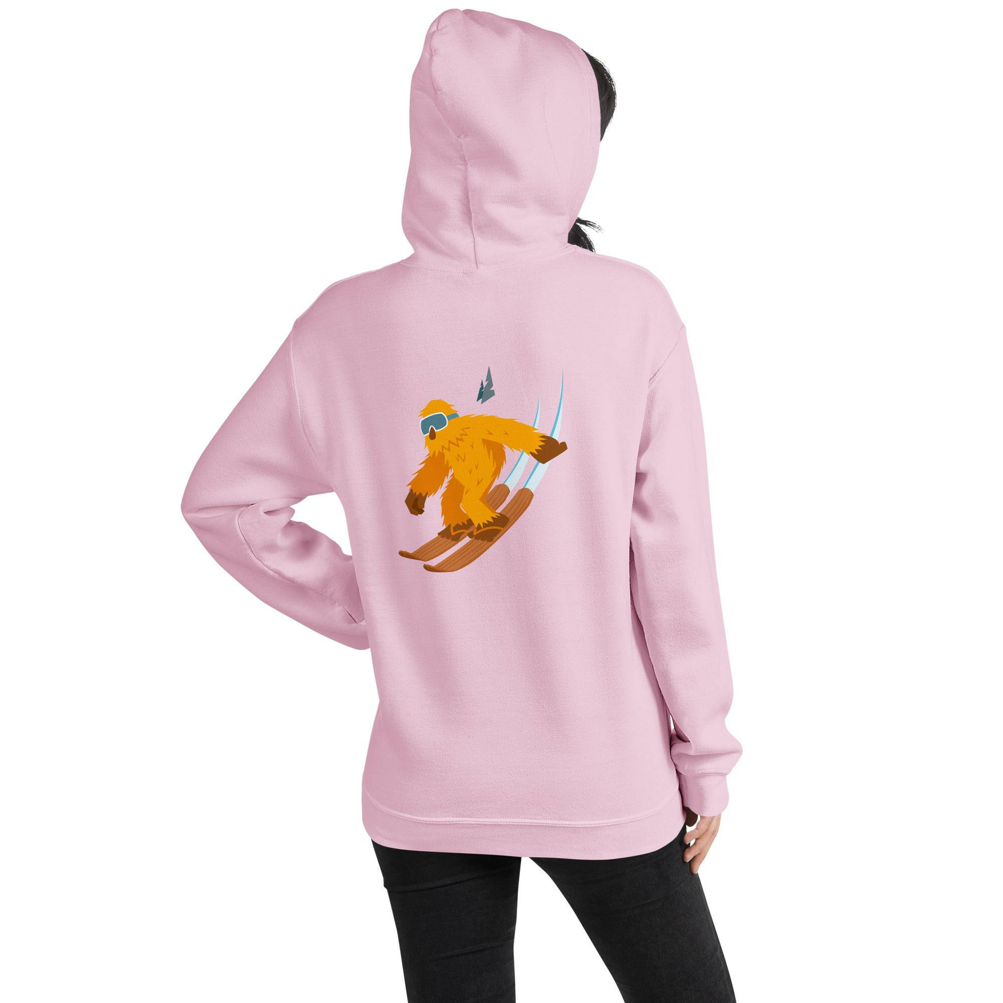 Unisex Hoodie Which skier are you? "The Thing" Yeti Skier on light colors (front & back)