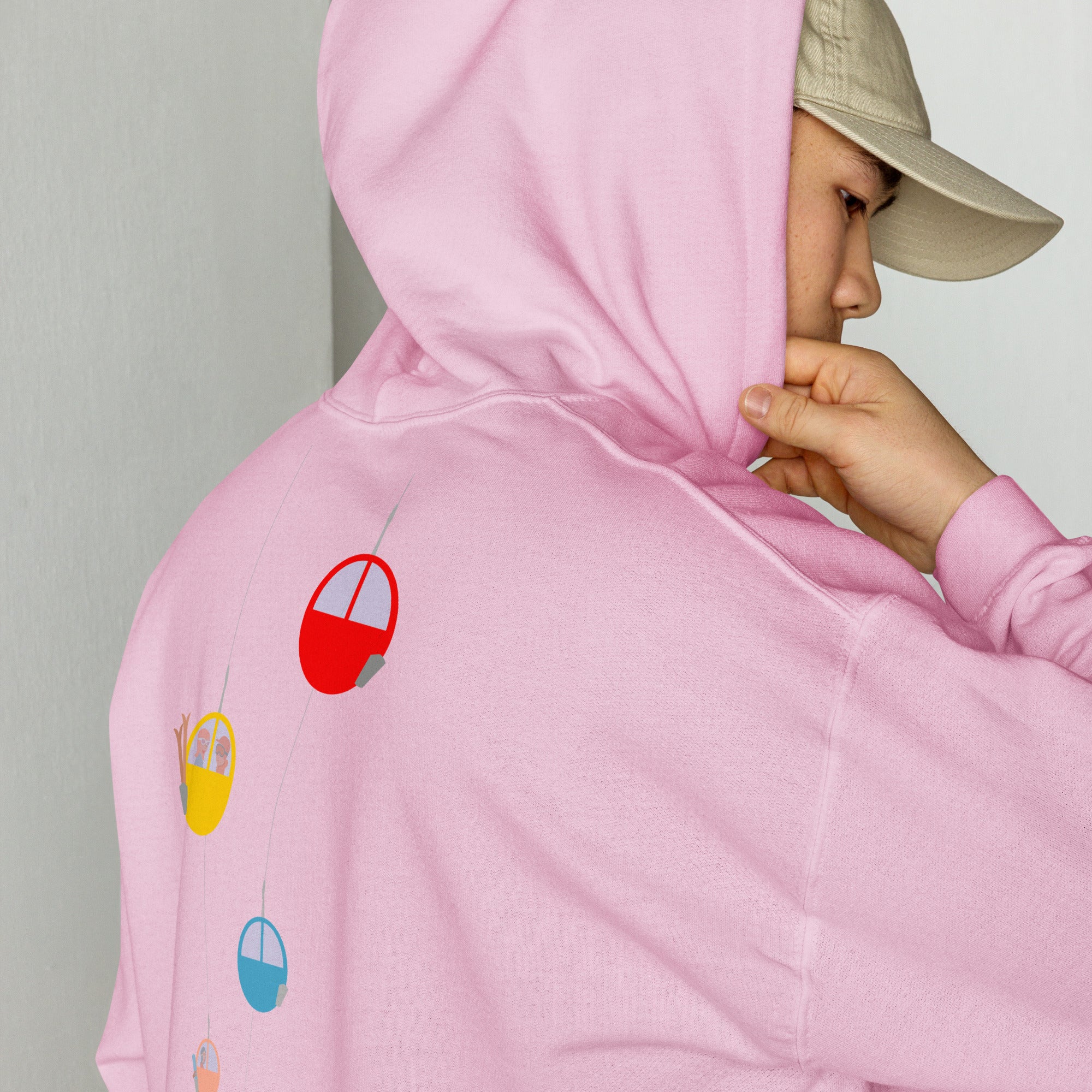 Sweat à capuche d'hiver unisexe Gondolas in the mist (face & dos)