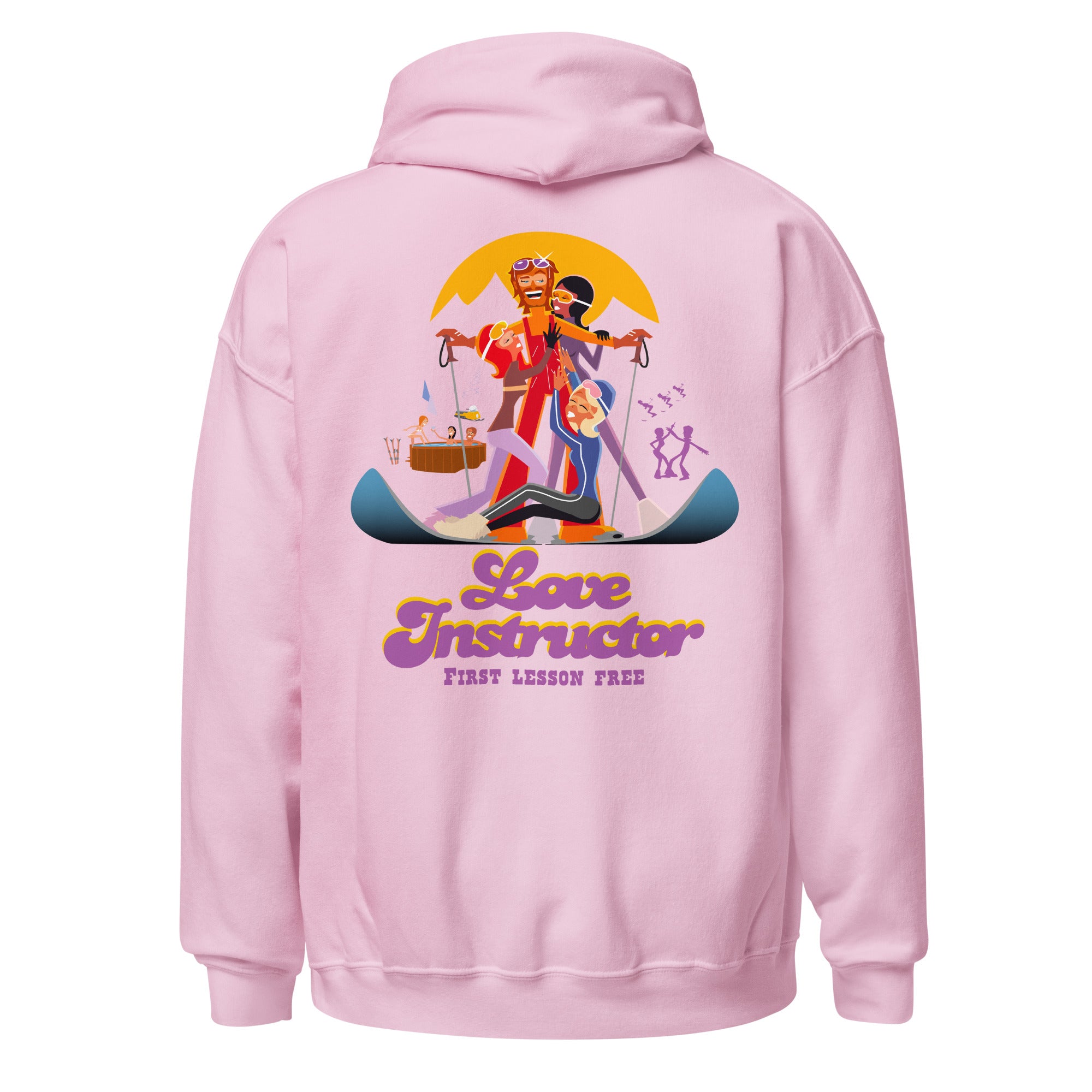 Sweat à capuche d'hiver unisexe Which skier are you? Love Instructor First Lesson free sur couleurs claires (face & dos)