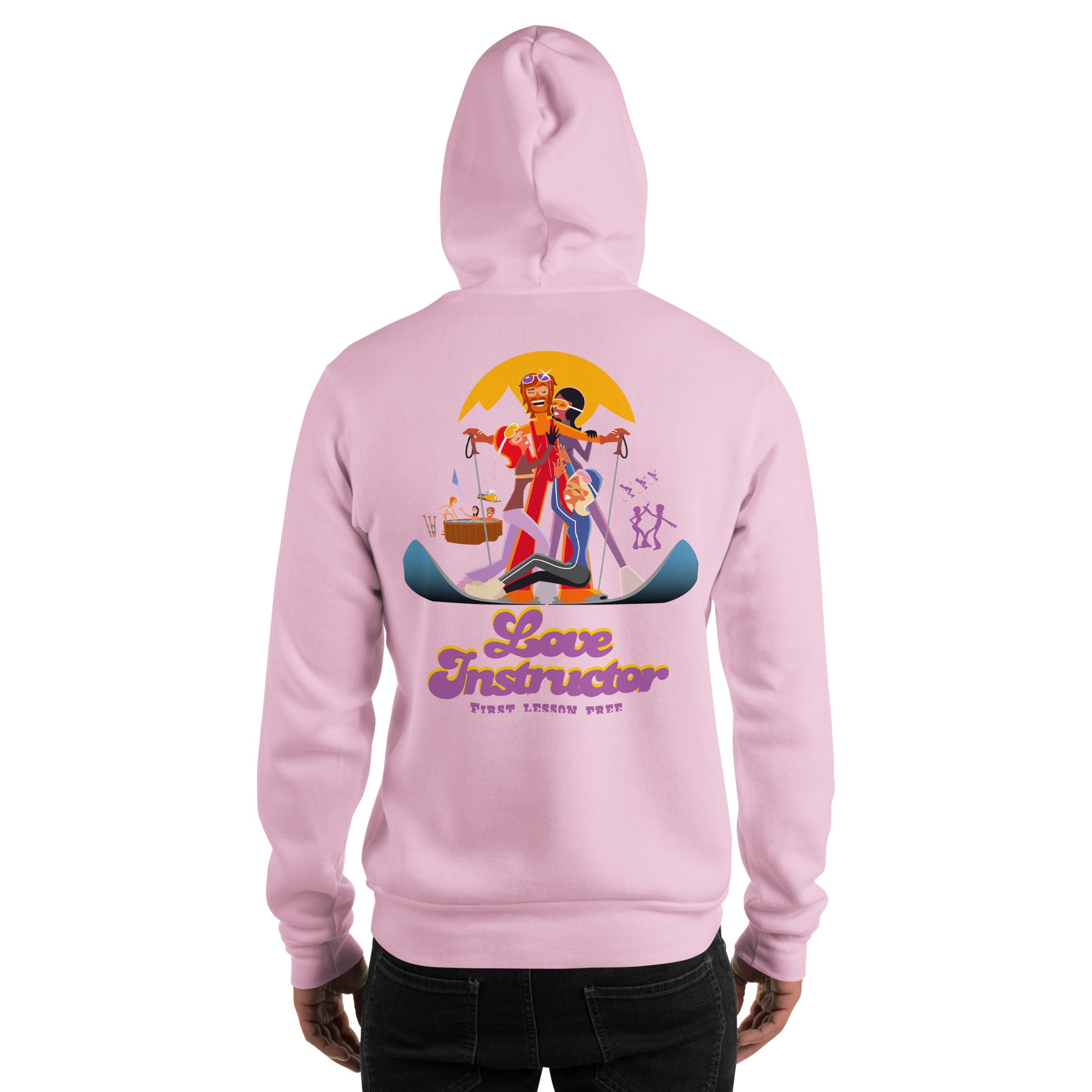 Sweat à capuche d'hiver unisexe Which skier are you? Love Instructor First Lesson free sur couleurs claires (face & dos)
