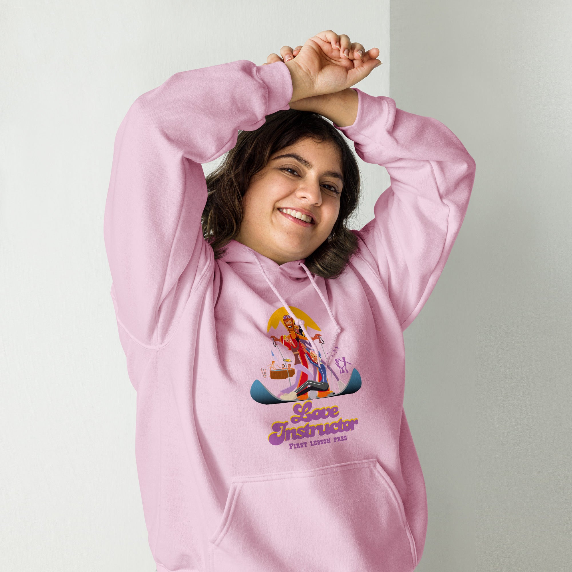 Sweat à capuche d'hiver unisexe Love Instructor First Lesson free sur couleurs claires