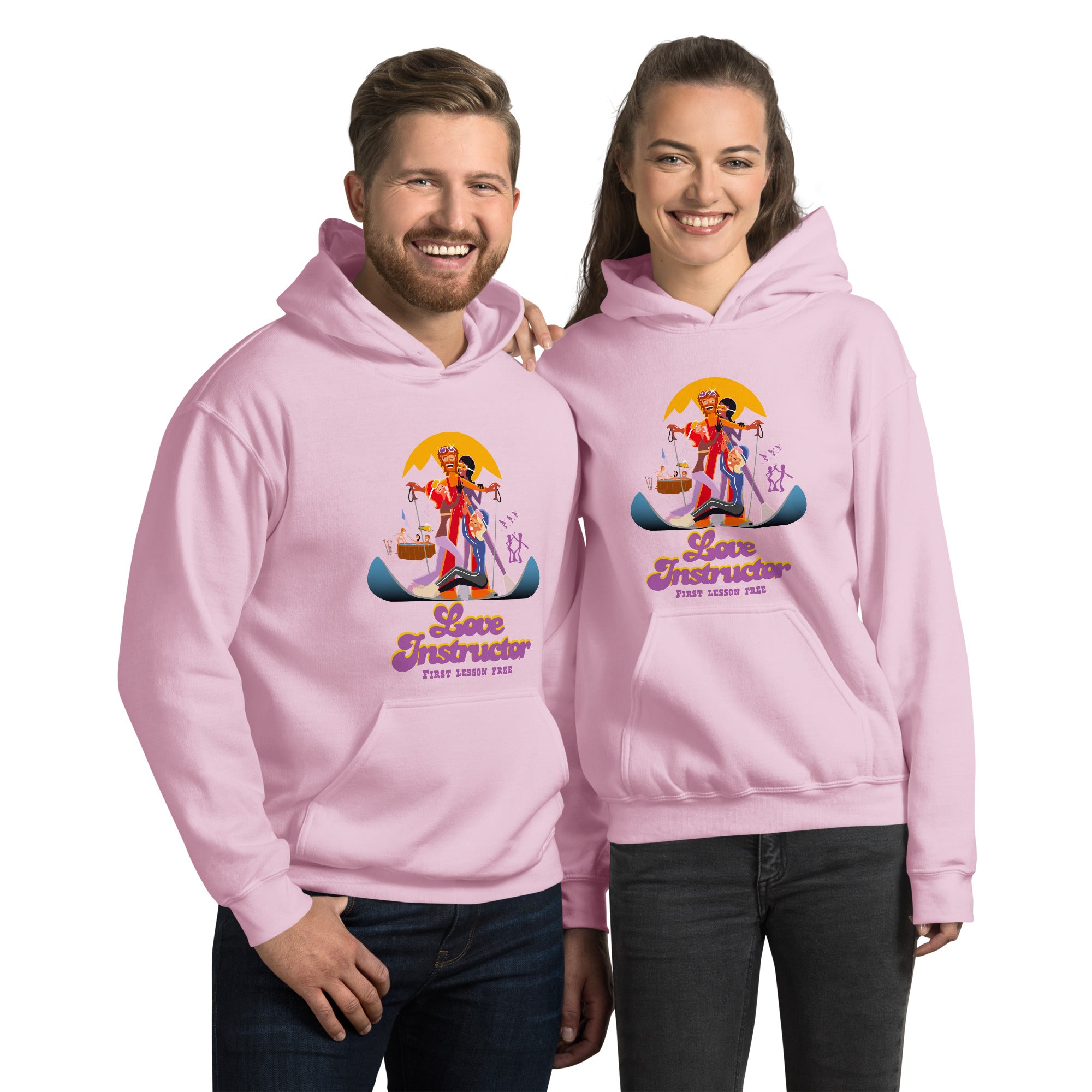 Sweat à capuche d'hiver unisexe Love Instructor First Lesson free sur couleurs claires