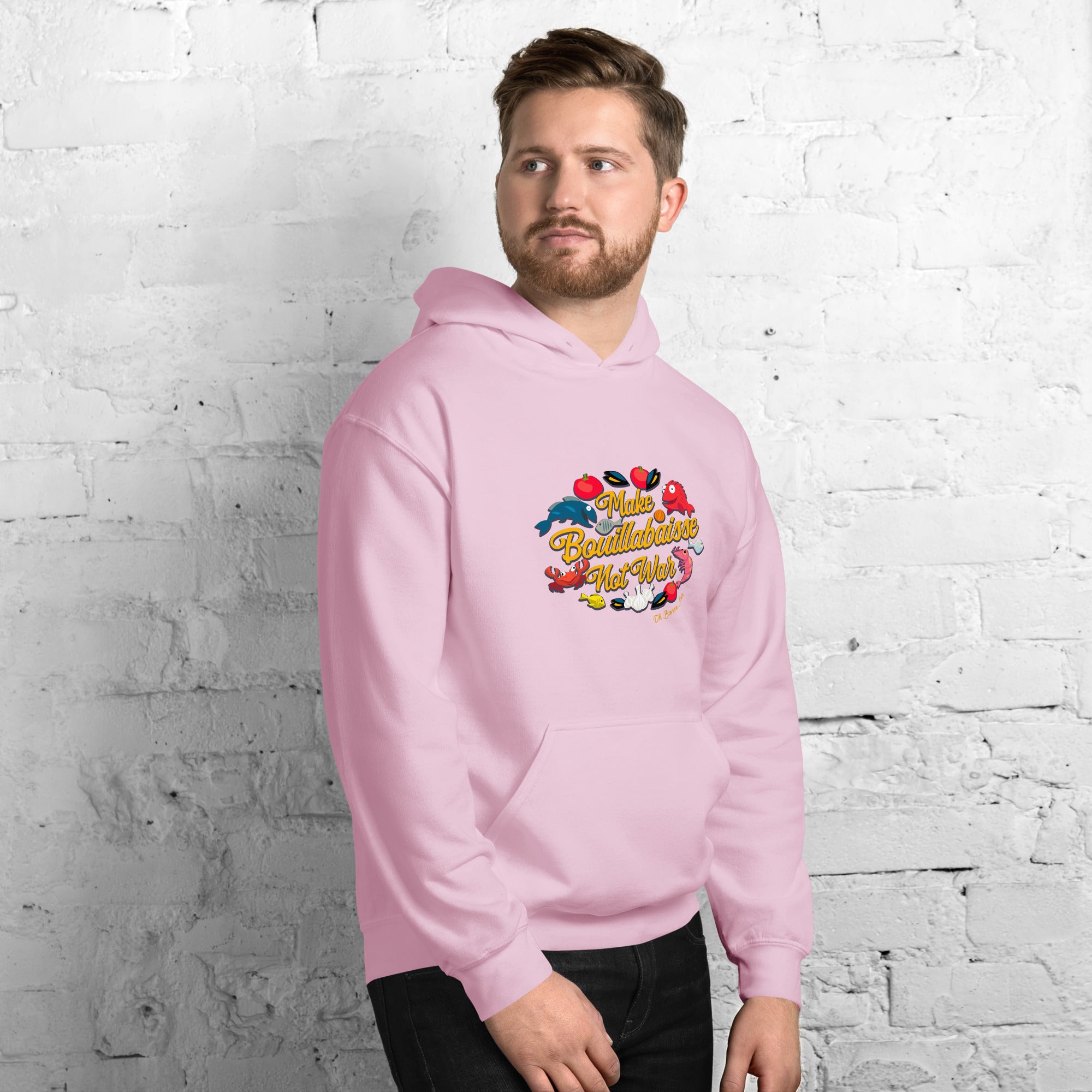 Unisex Hoodie Make Bouillabaisse Not War on light colors