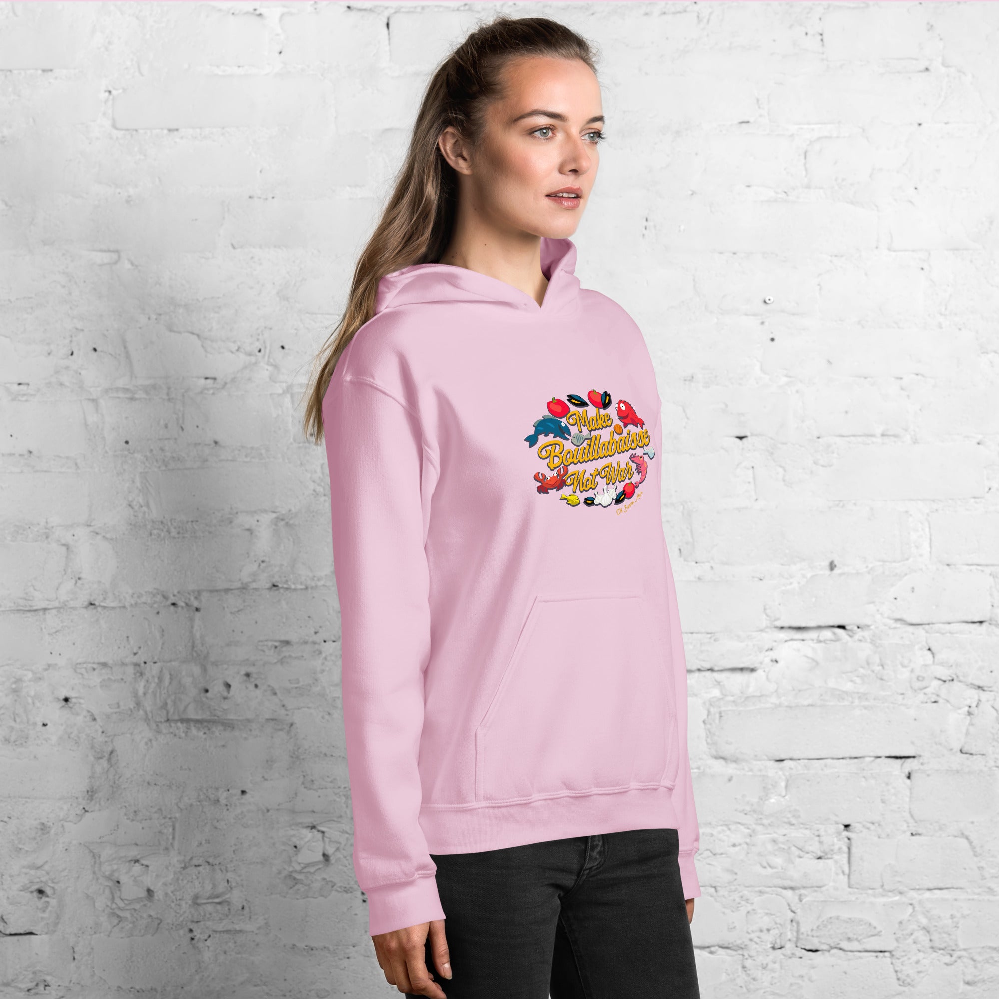 Unisex Hoodie Make Bouillabaisse Not War on light colors