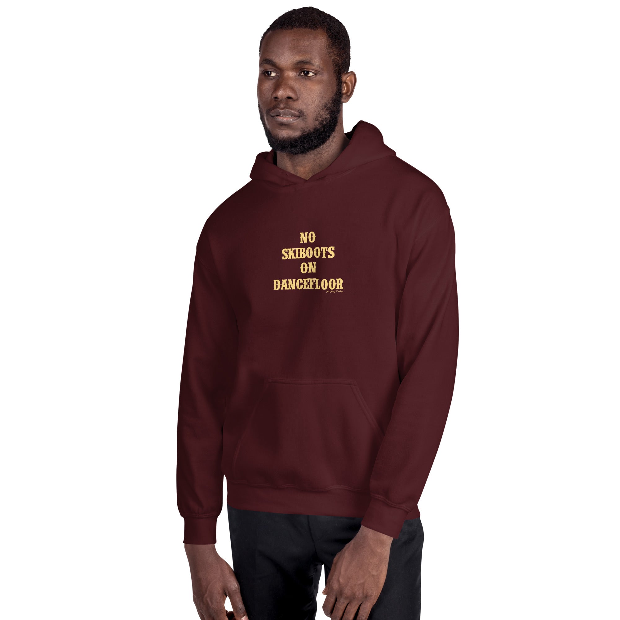Unisex Hoodie No Skiboots on Dancefloor on dark colors