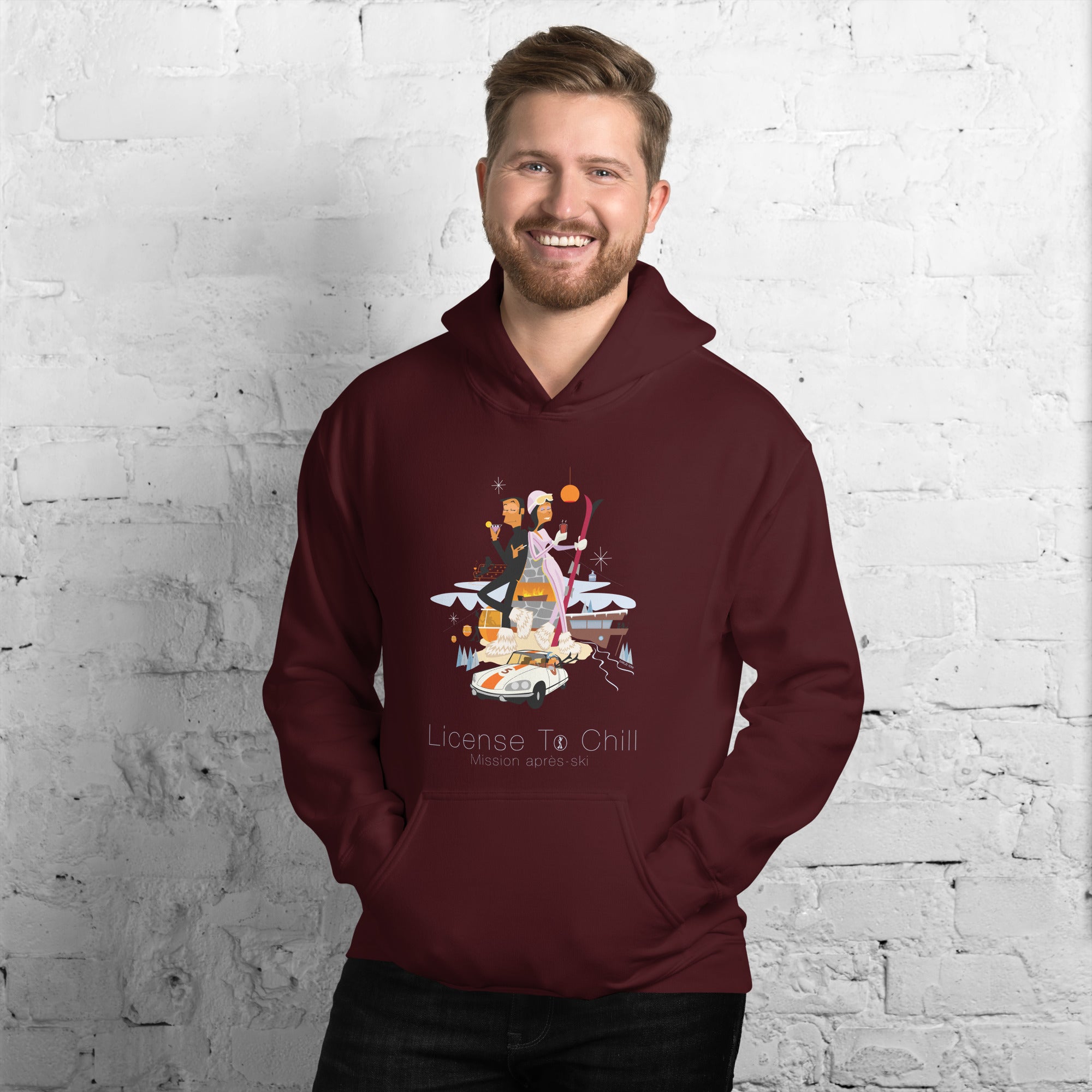 Sweat à capuche d'hiver unisexe License To Chill Mission Après-Ski sur couleurs foncées