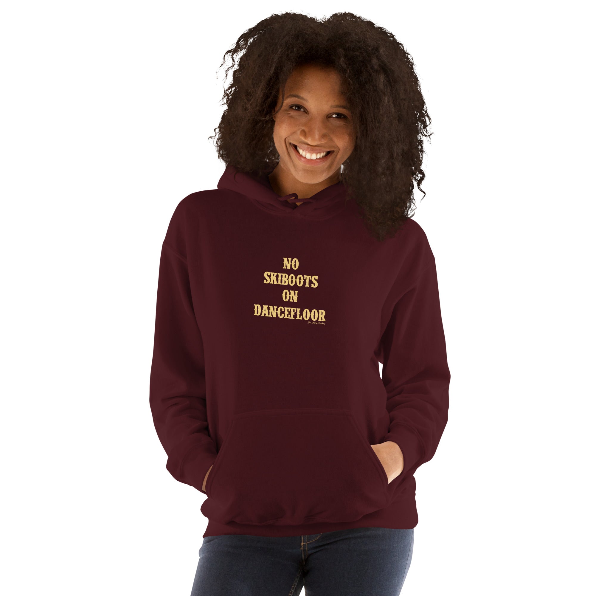 Unisex Hoodie No Skiboots on Dancefloor on dark colors