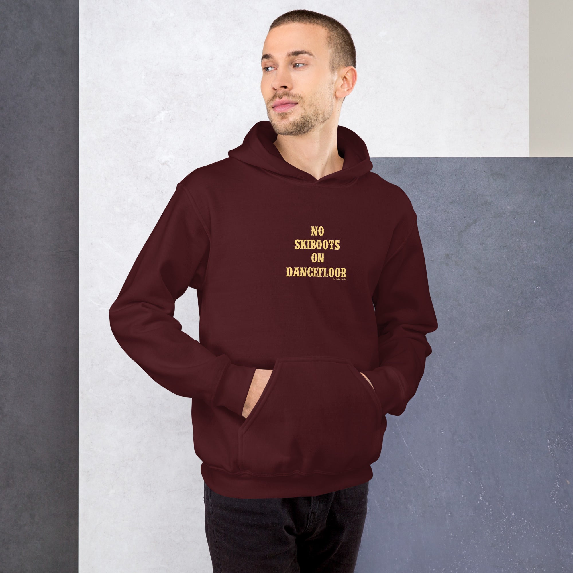 Unisex Hoodie No Skiboots on Dancefloor on dark colors