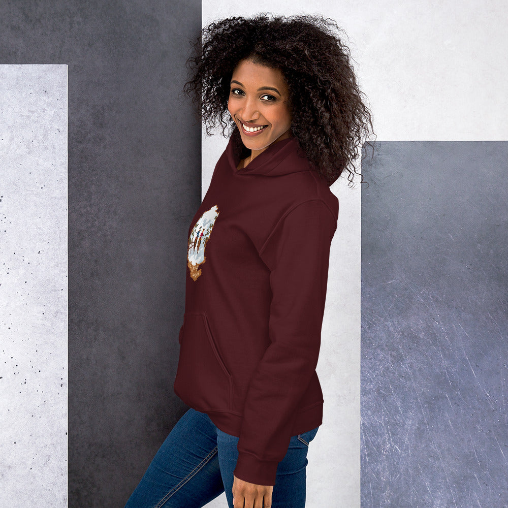 Sweat à capuche d'hiver unisexe The Skiing Cowgirl sur couleurs foncées