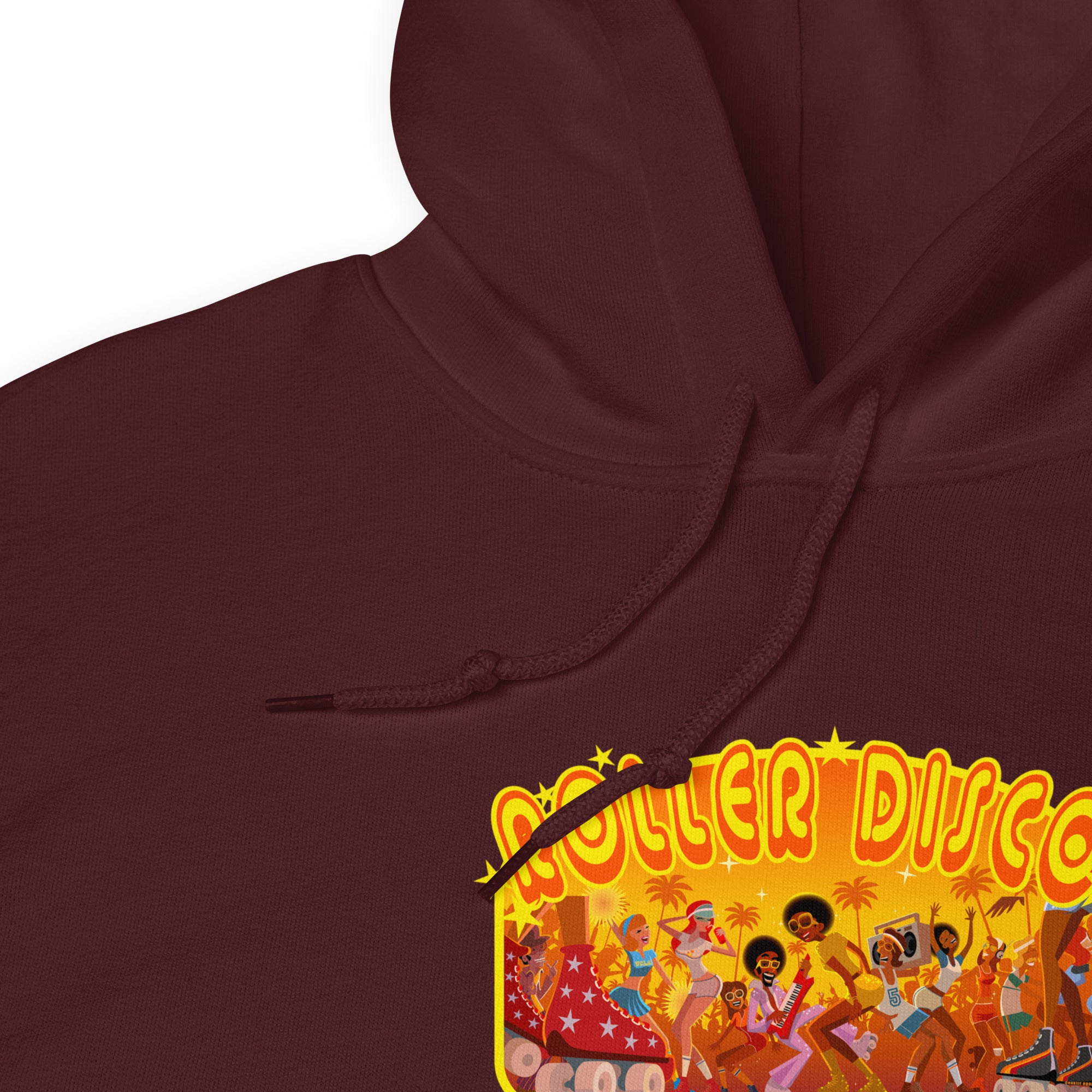 Sweat à capuche d'hiver unisexe Roller Disco 1975 sur fond sombre