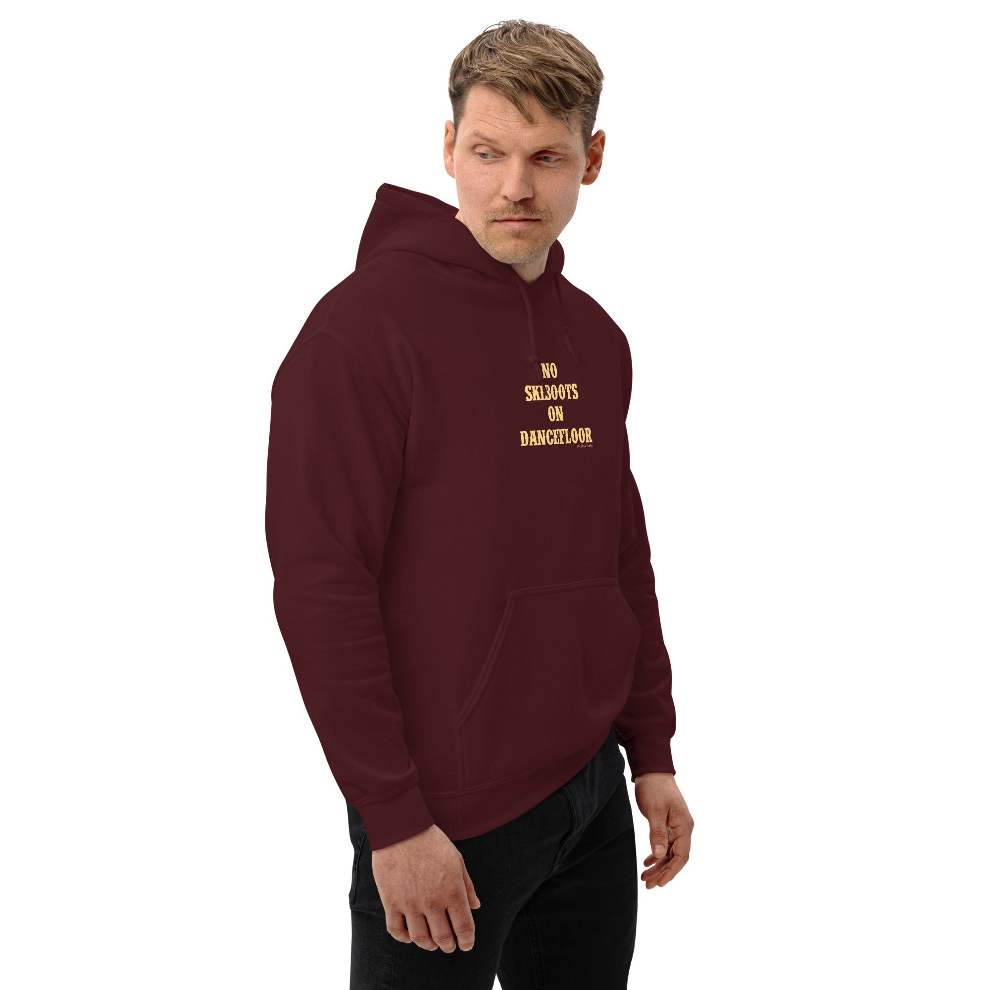 Unisex Hoodie No Skiboots on Dancefloor on dark colors