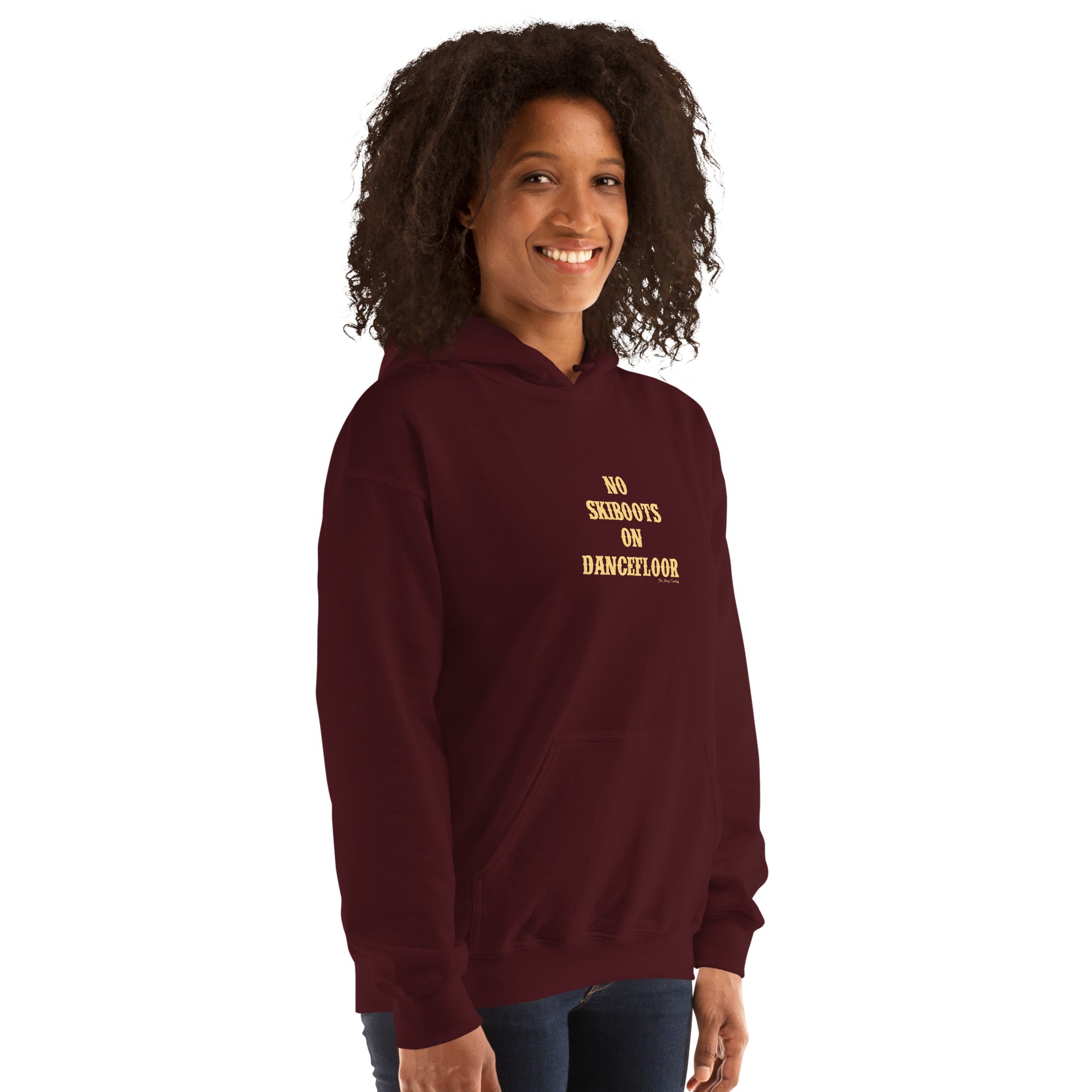 Unisex Hoodie No Skiboots on Dancefloor on dark colors
