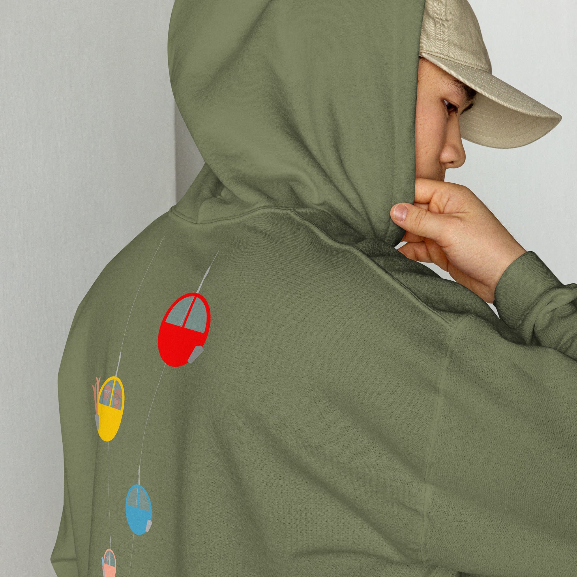 Sweat à capuche d'hiver unisexe Gondolas in the mist (face & dos)