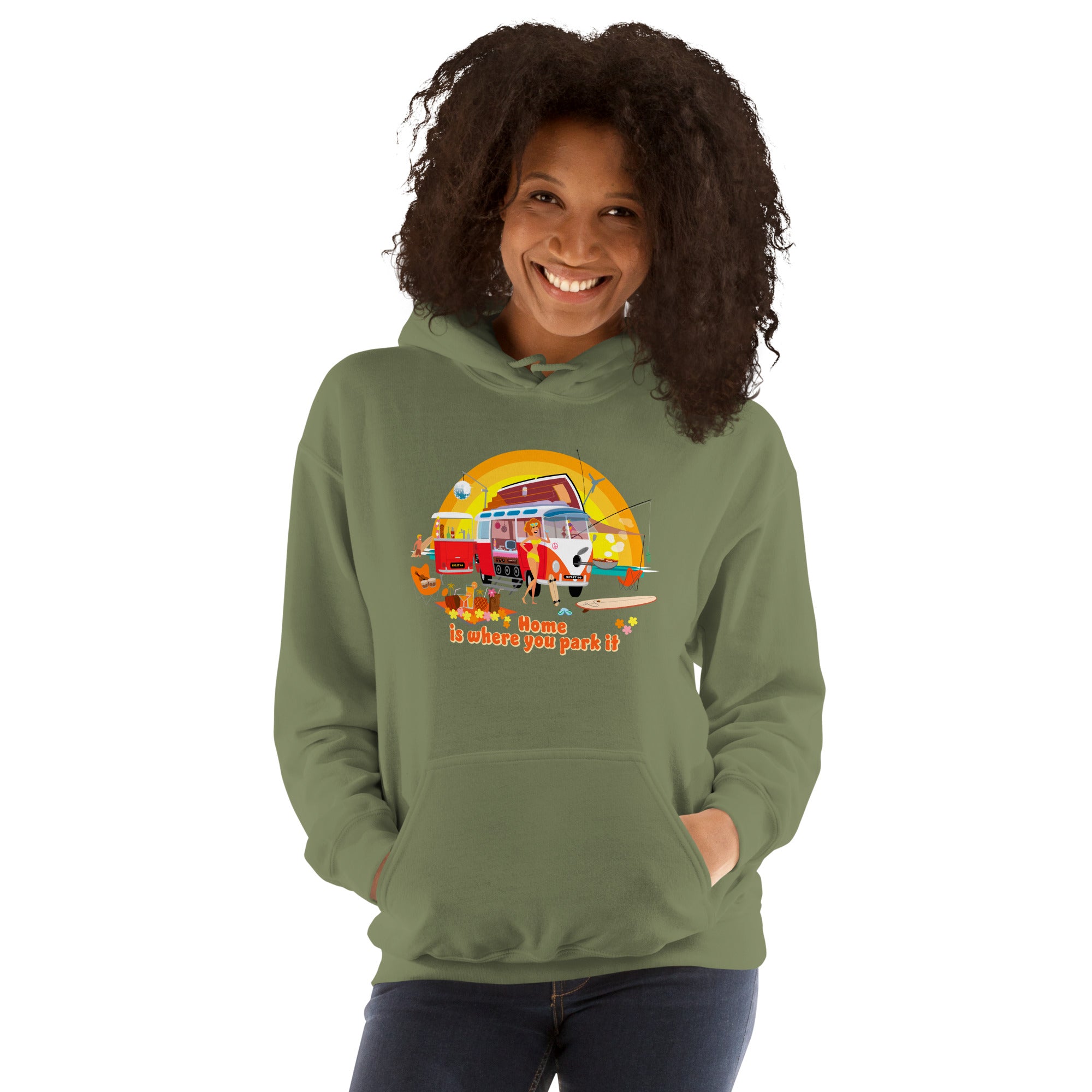 Unisex Hoodie Ultra Combi: Home is where you park it on bright colors