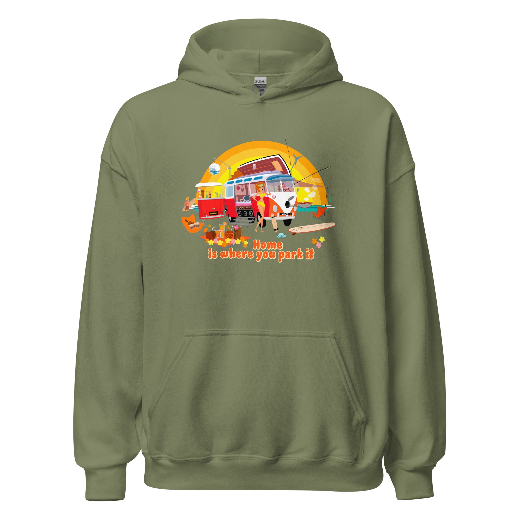 Unisex Hoodie Ultra Combi: Home is where you park it on bright colors