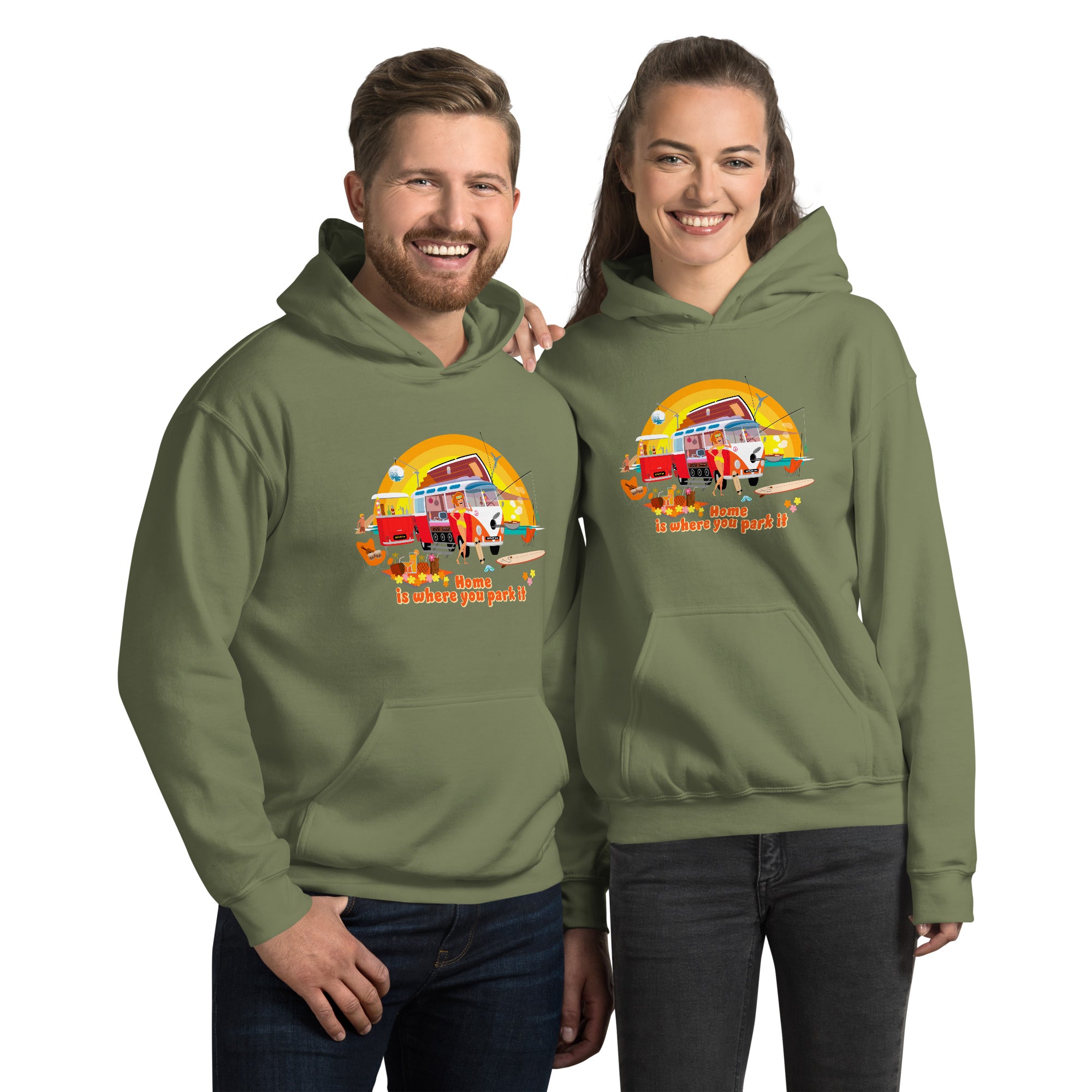 Unisex Hoodie Ultra Combi: Home is where you park it on bright colors
