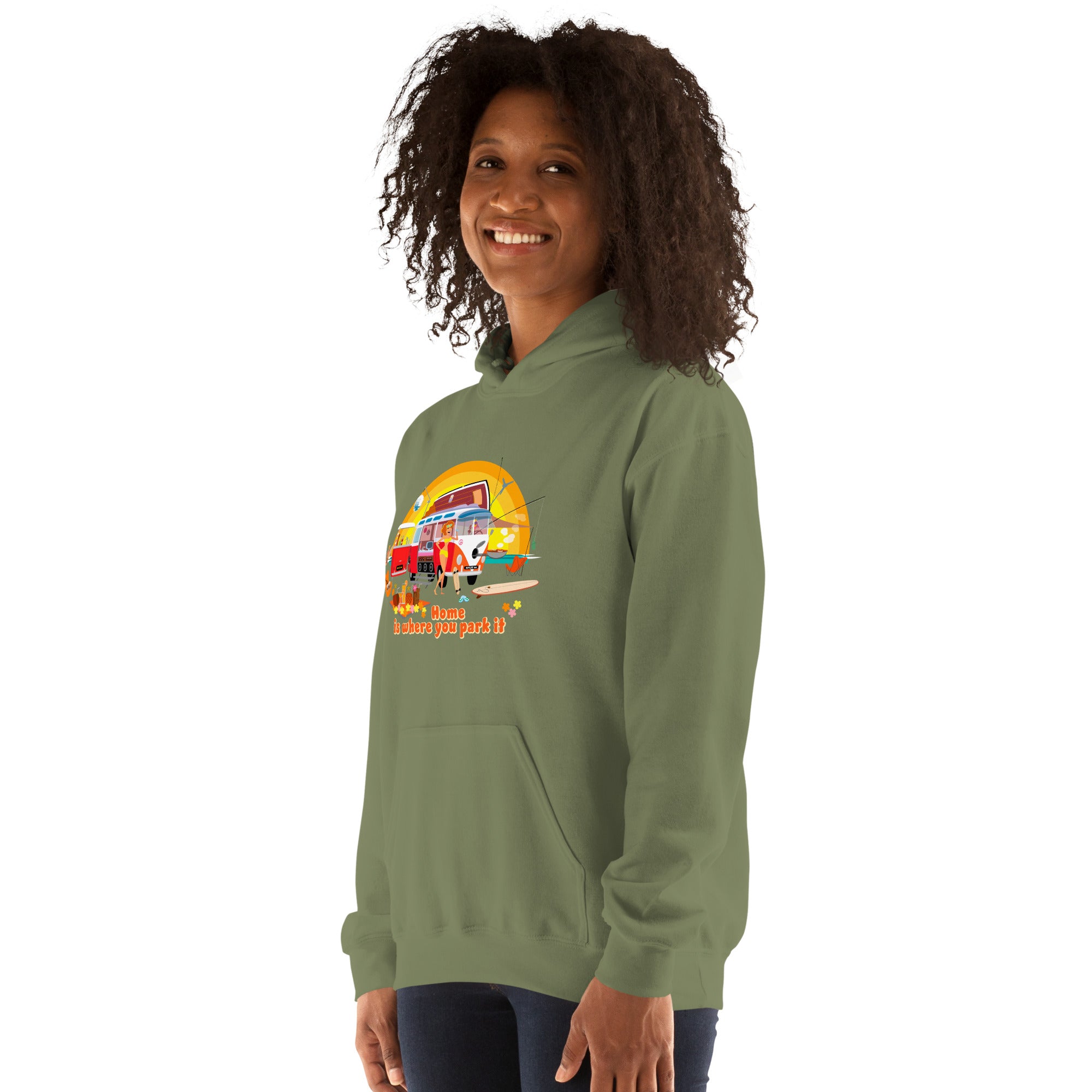 Unisex Hoodie Ultra Combi: Home is where you park it on bright colors
