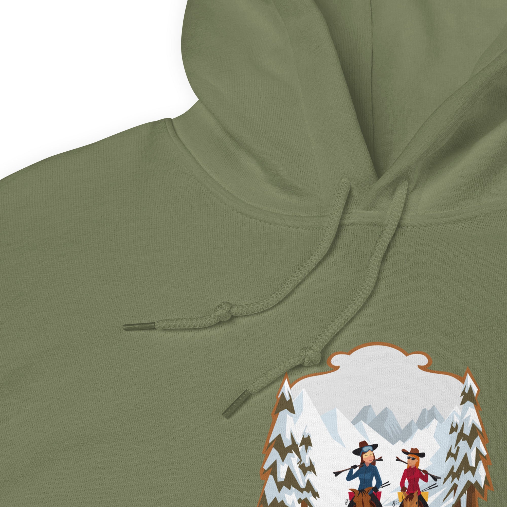 Sweat à capuche d'hiver unisexe The Skiing Cowgirl sur couleurs foncées