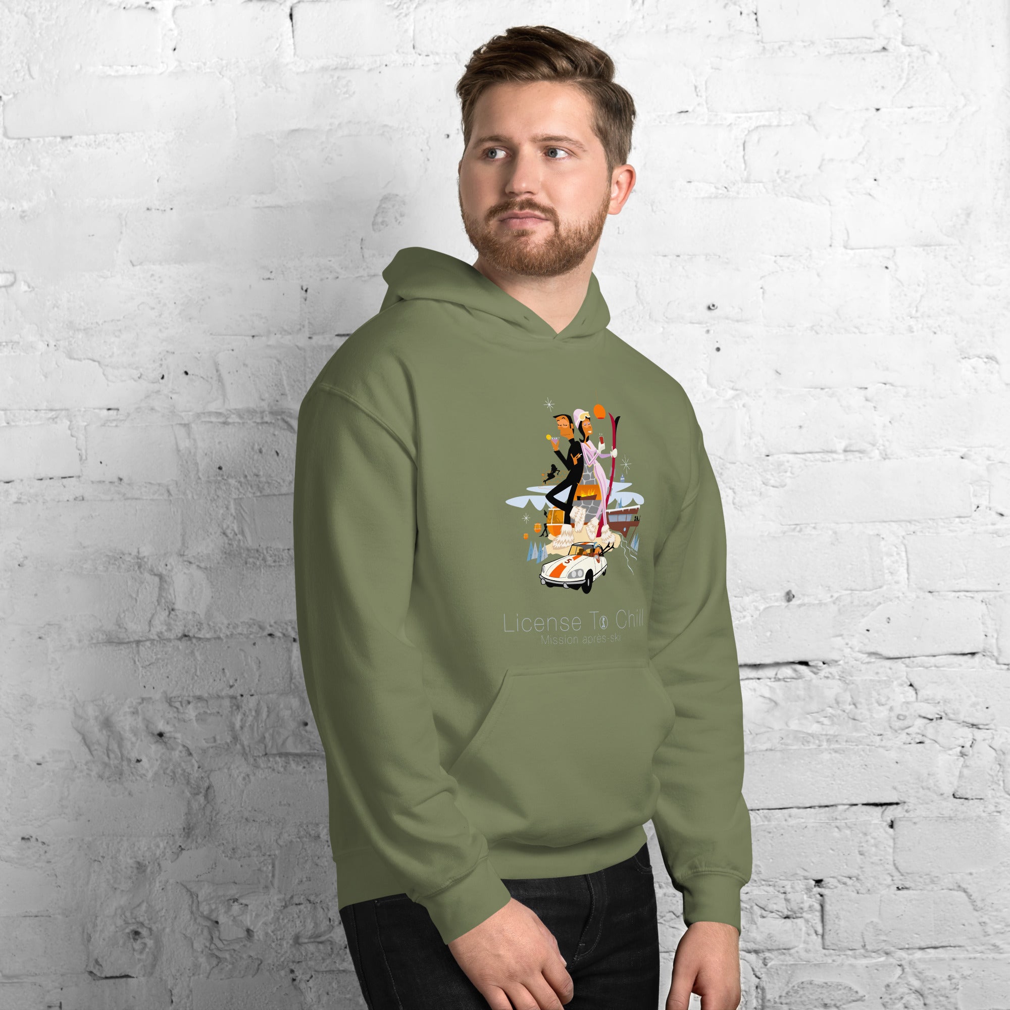 Sweat à capuche d'hiver unisexe License To Chill Mission Après-Ski sur couleurs foncées