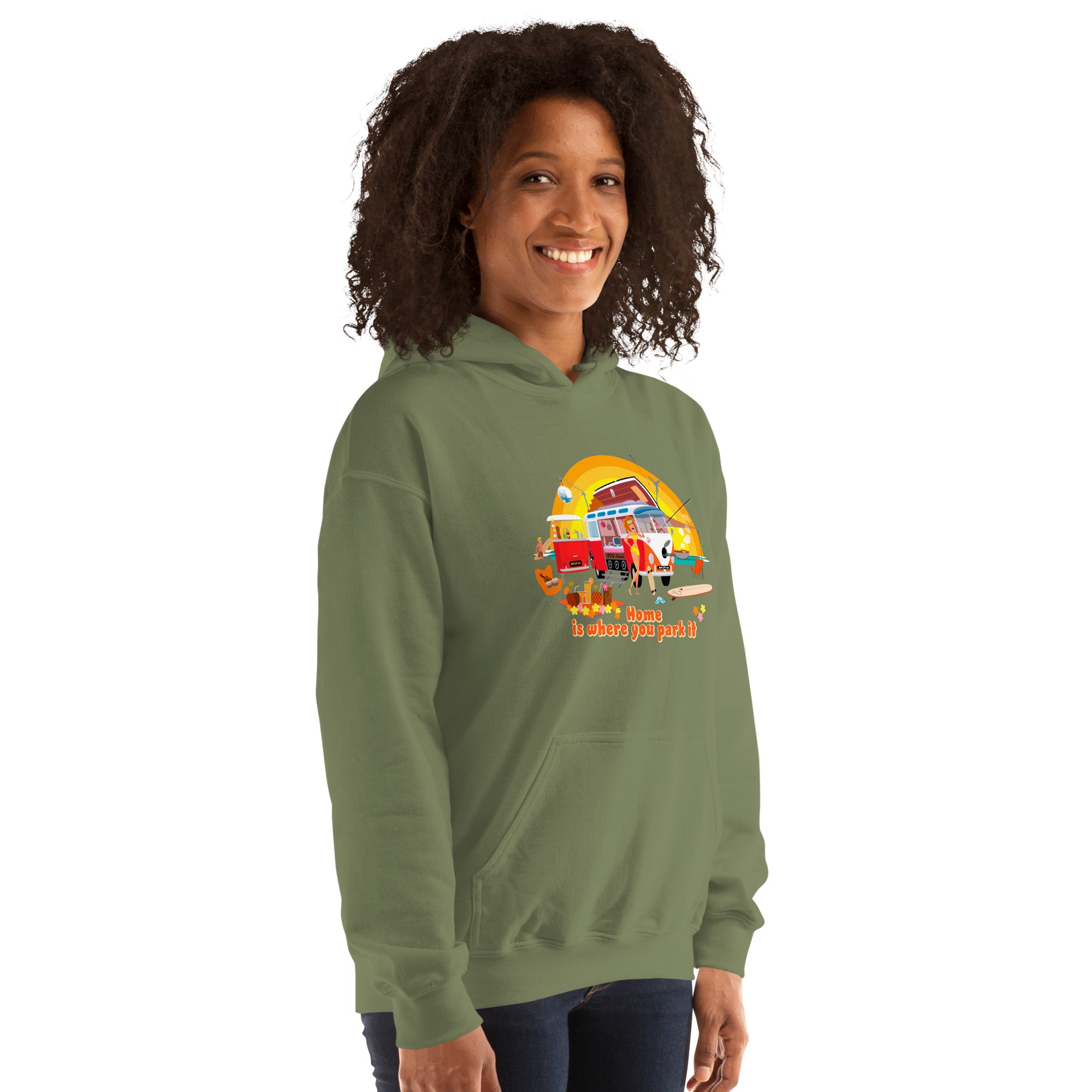 Unisex Hoodie Ultra Combi: Home is where you park it on bright colors