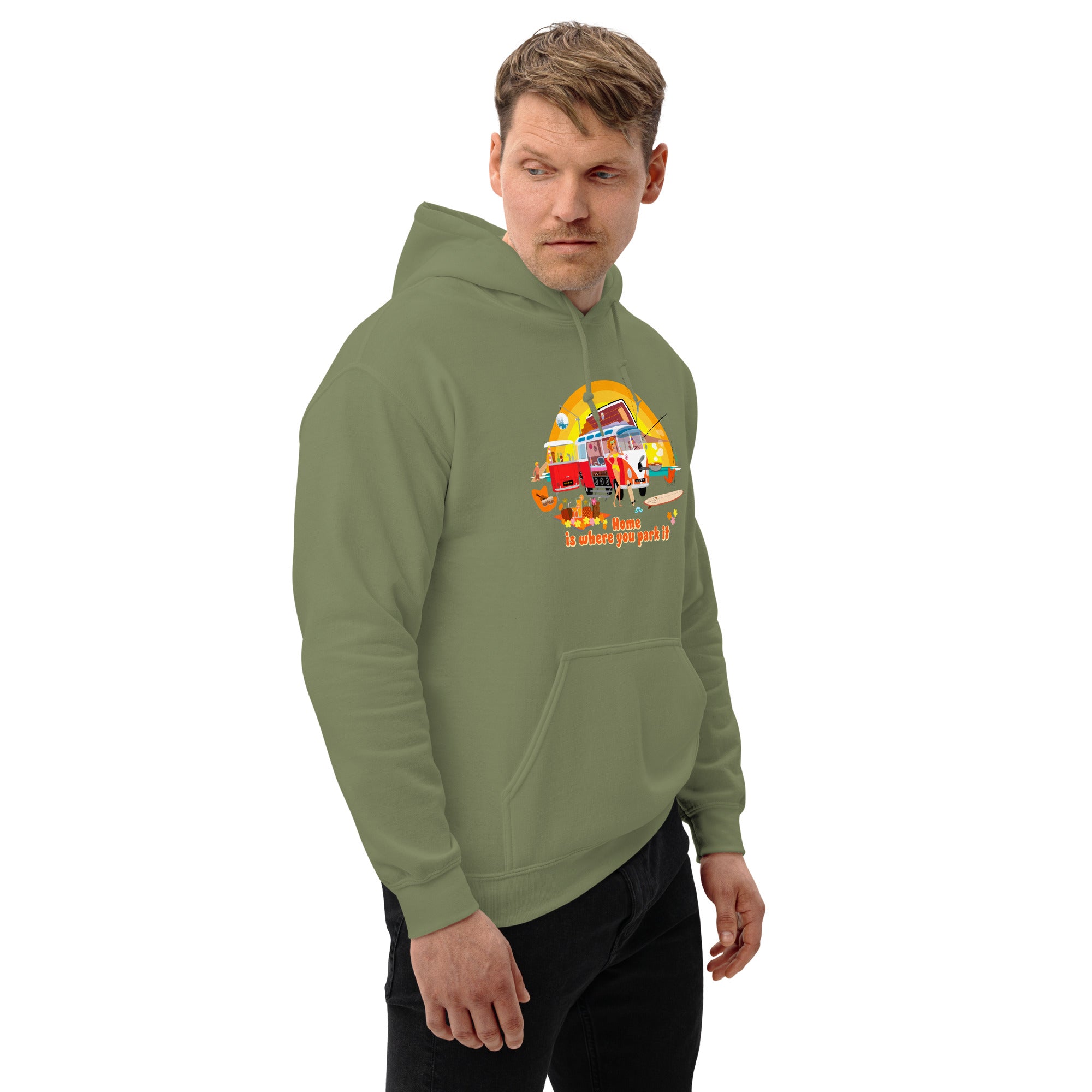 Unisex Hoodie Ultra Combi: Home is where you park it on bright colors