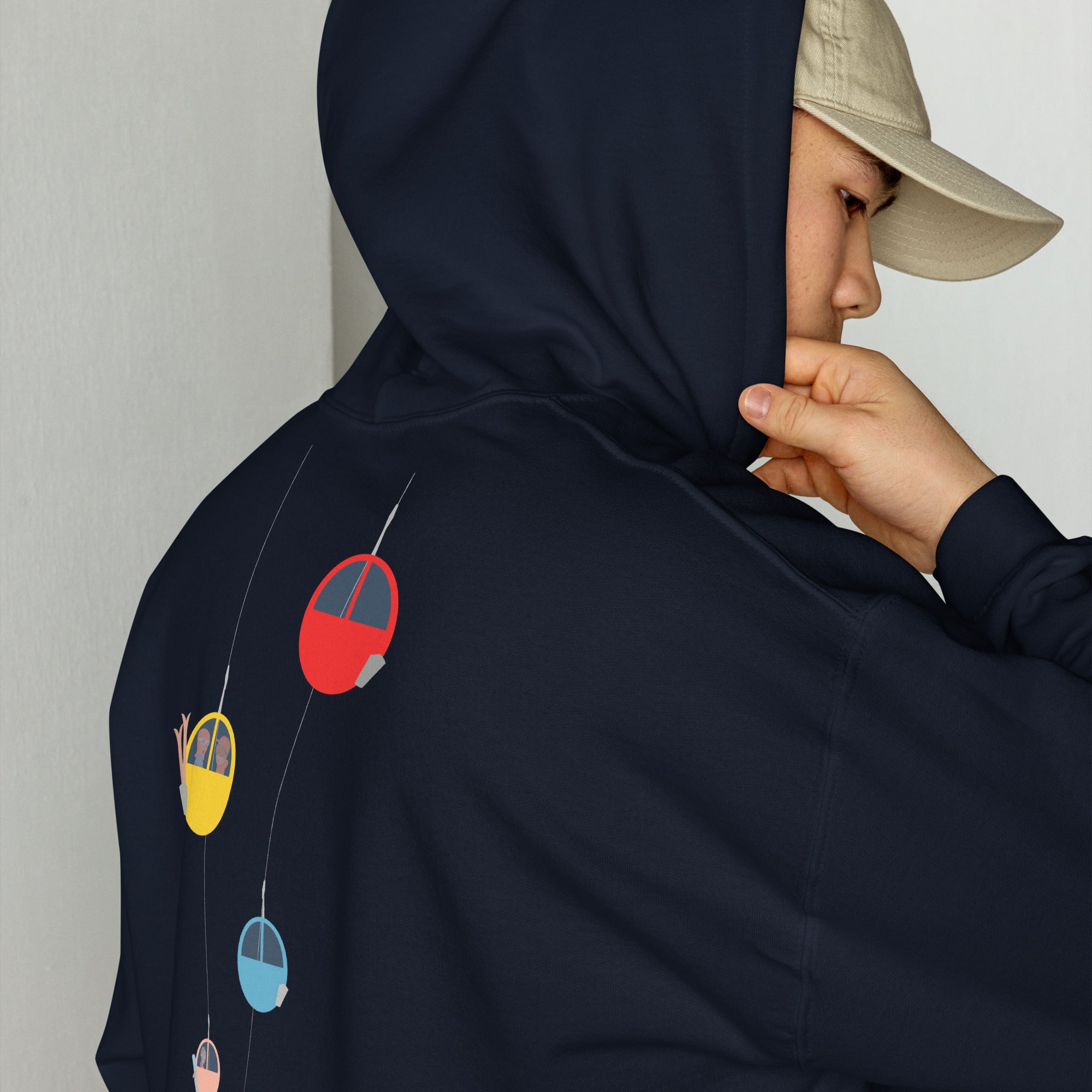 Sweat à capuche d'hiver unisexe Gondolas in the mist (face & dos)