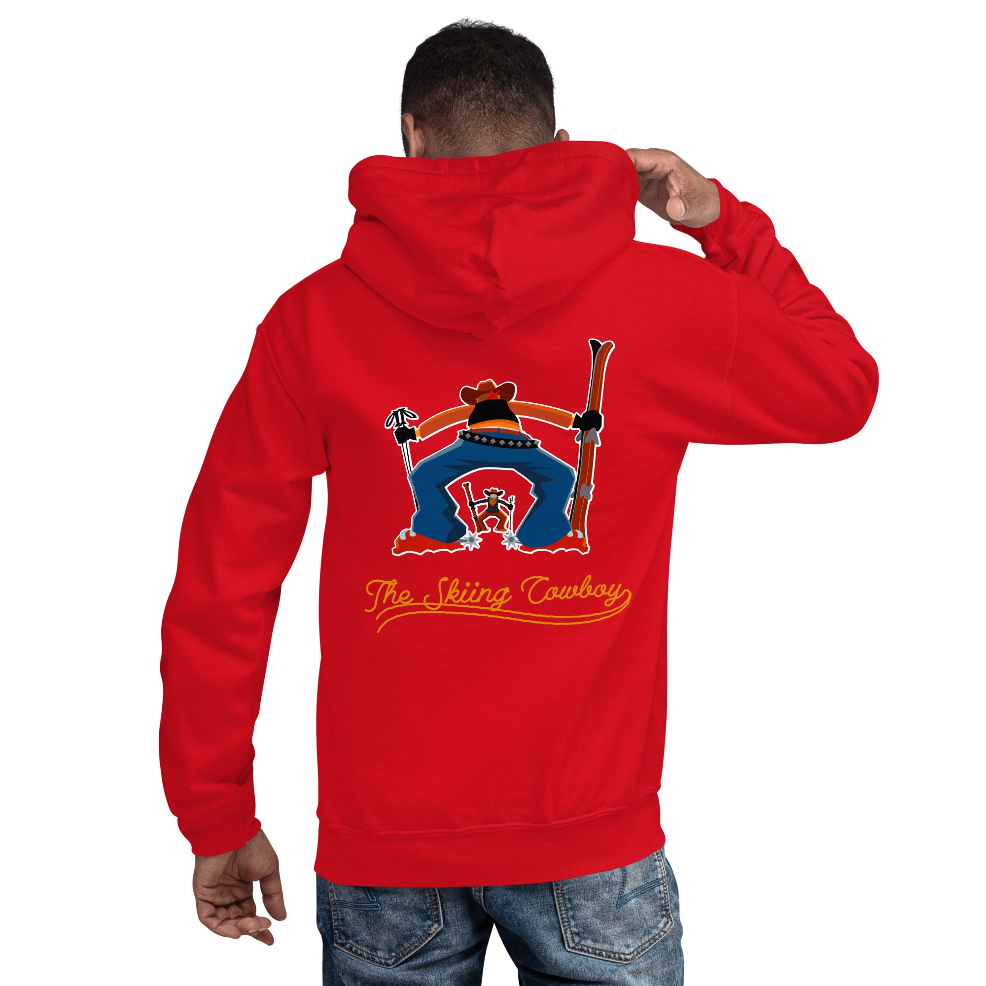 Unisex Hoodie Skiing Duel Outline on bright colors (front & back)