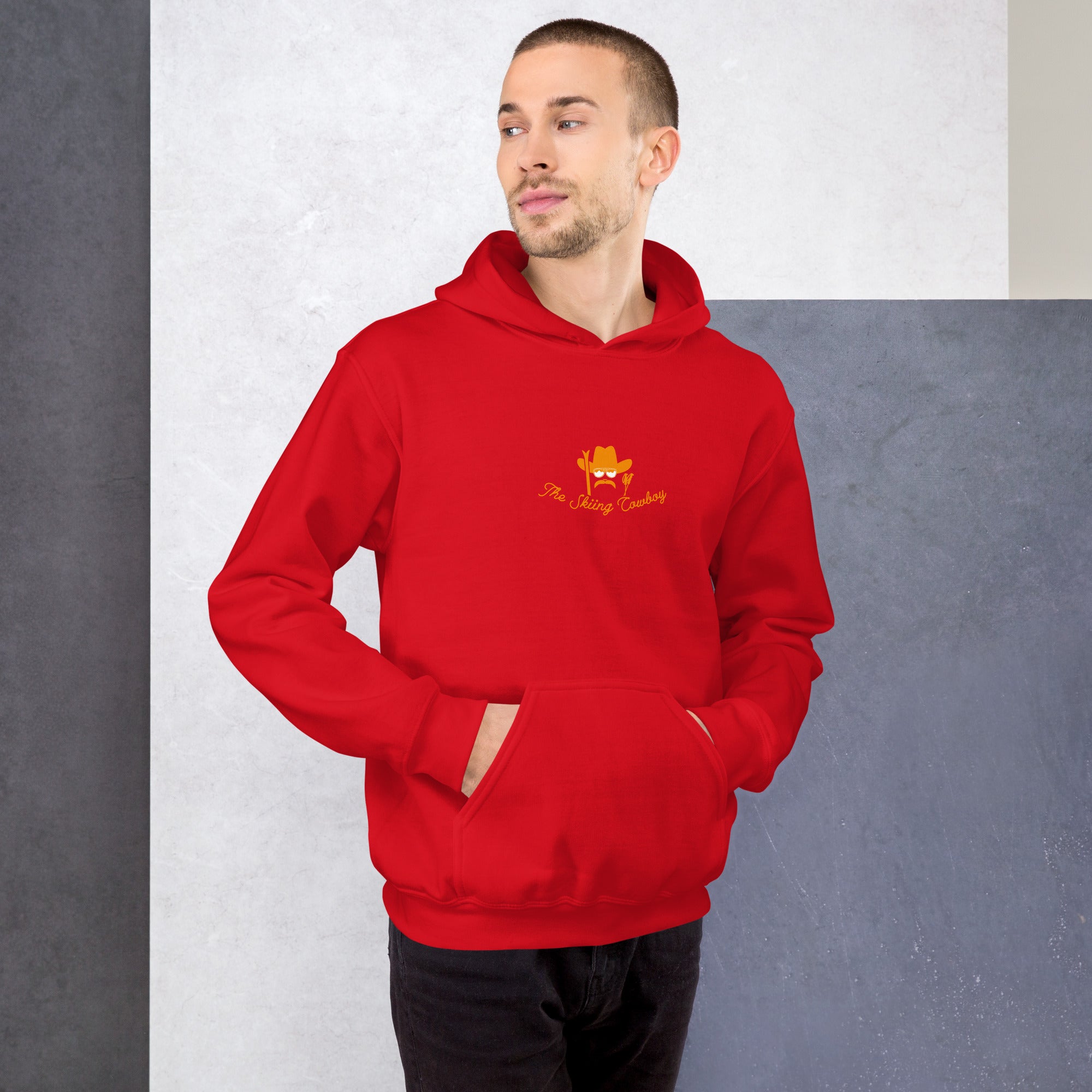 Unisex Hoodie Skiing Duel Outline on bright colors (front & back)