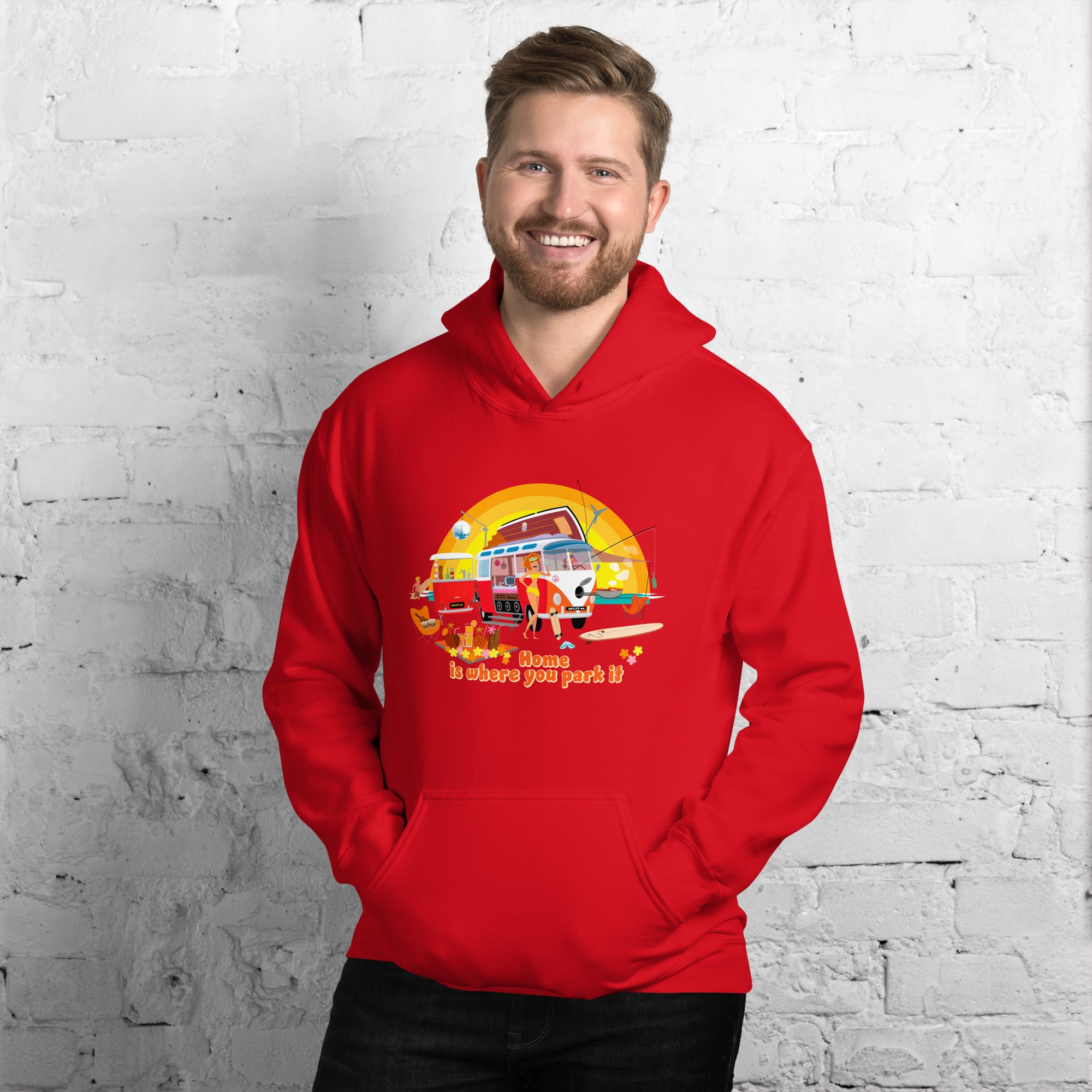 Unisex Hoodie Ultra Combi: Home is where you park it on bright colors