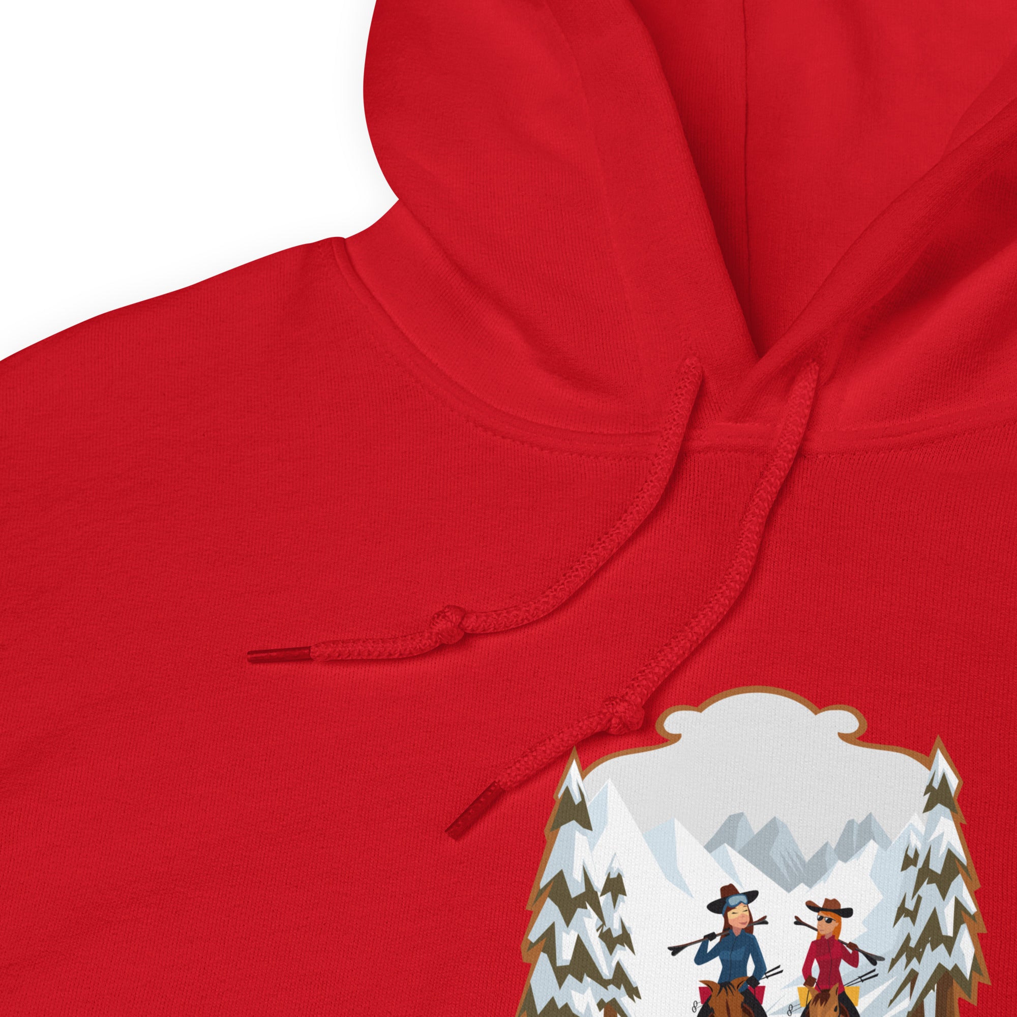 Sweat à capuche d'hiver unisexe The Skiing Cowgirl sur couleurs vives