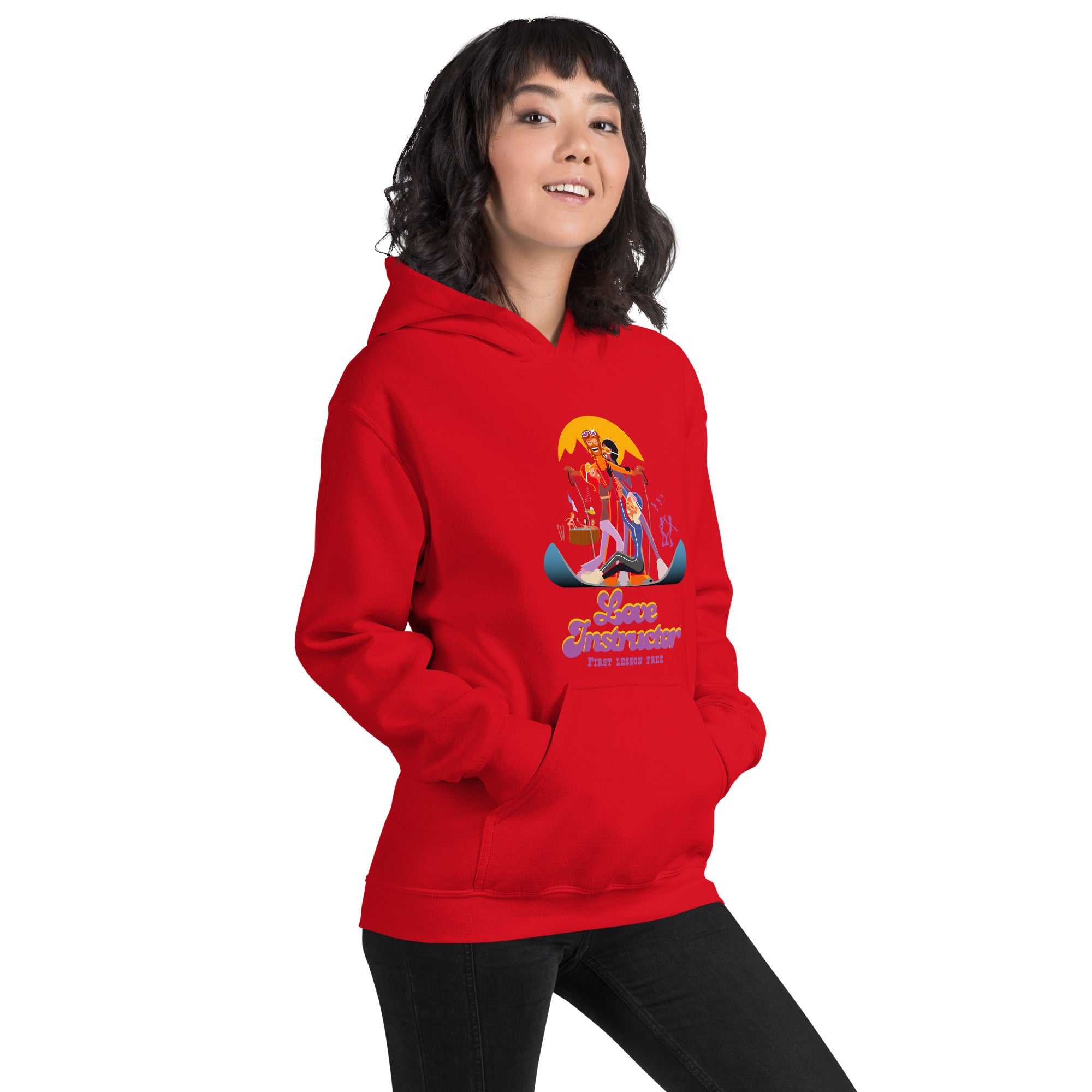Sweat à capuche d'hiver unisexe Love Instructor First Lesson free sur couleurs vives