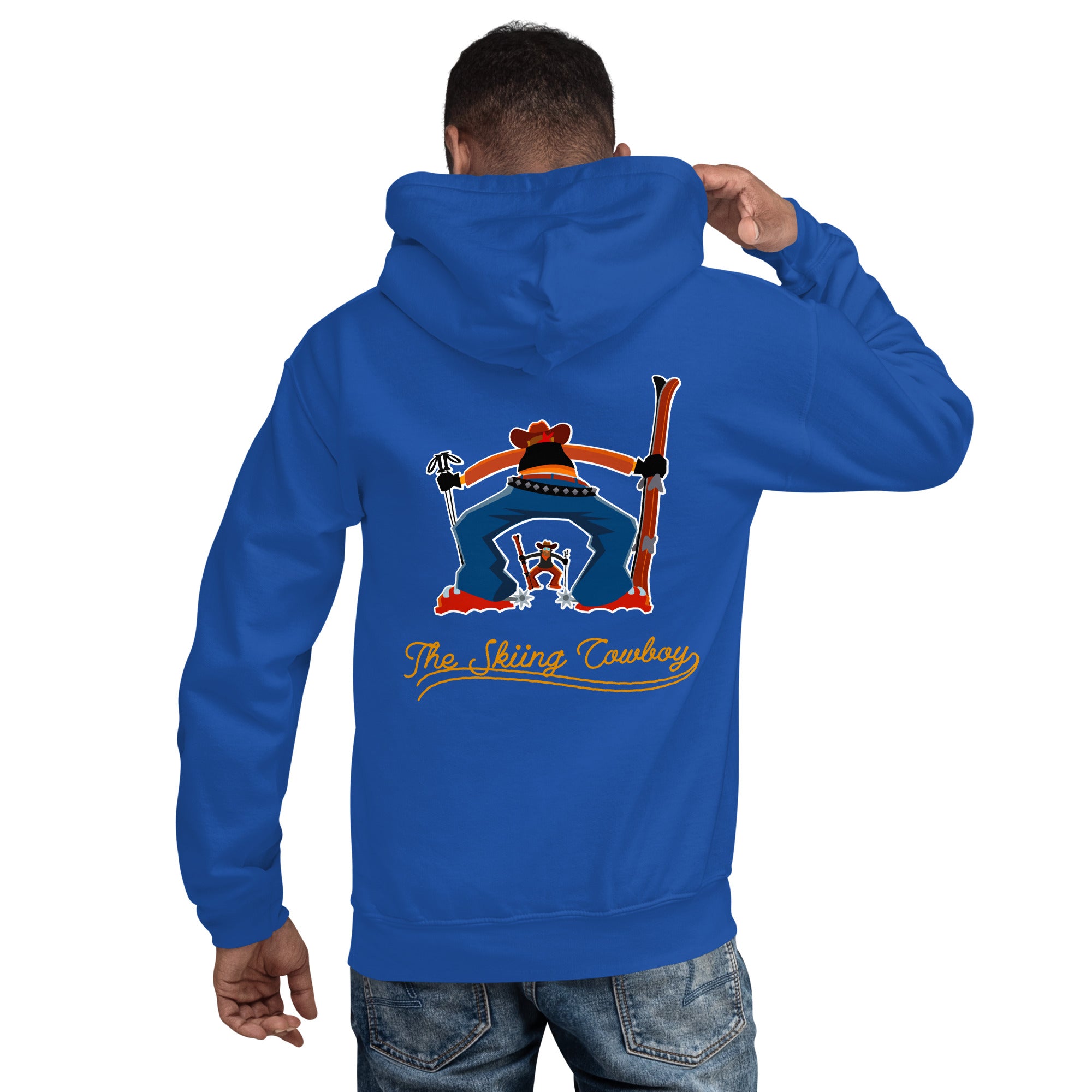 Unisex Hoodie Skiing Duel Outline on bright colors (front & back)