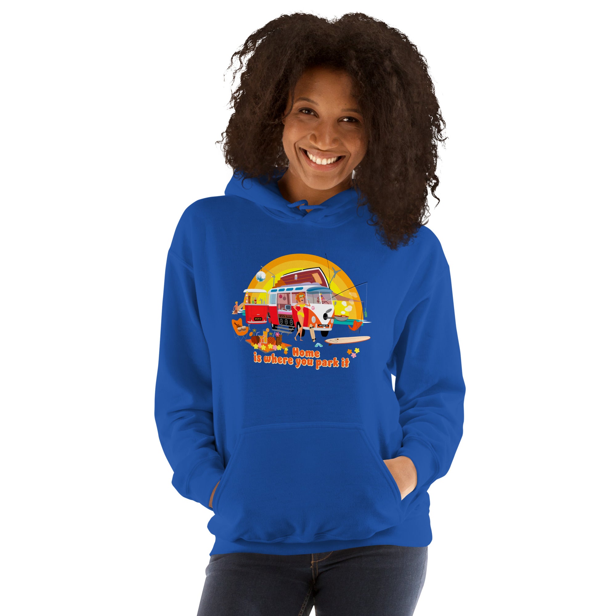 Unisex Hoodie Ultra Combi: Home is where you park it on bright colors