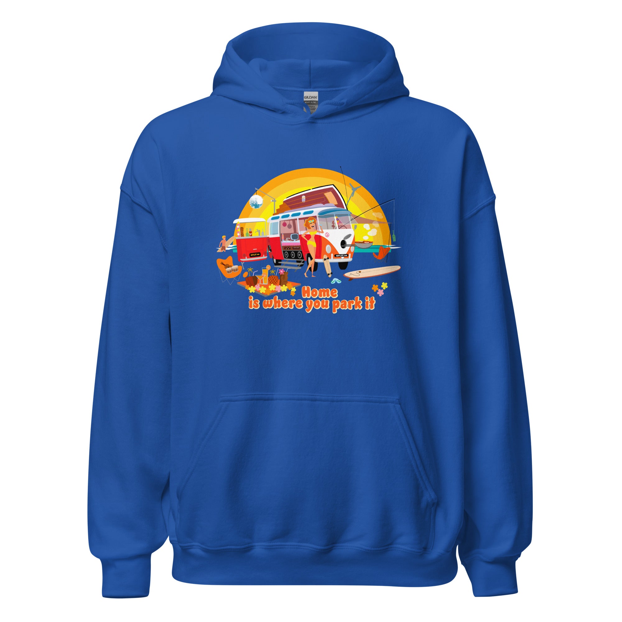 Unisex Hoodie Ultra Combi: Home is where you park it on bright colors