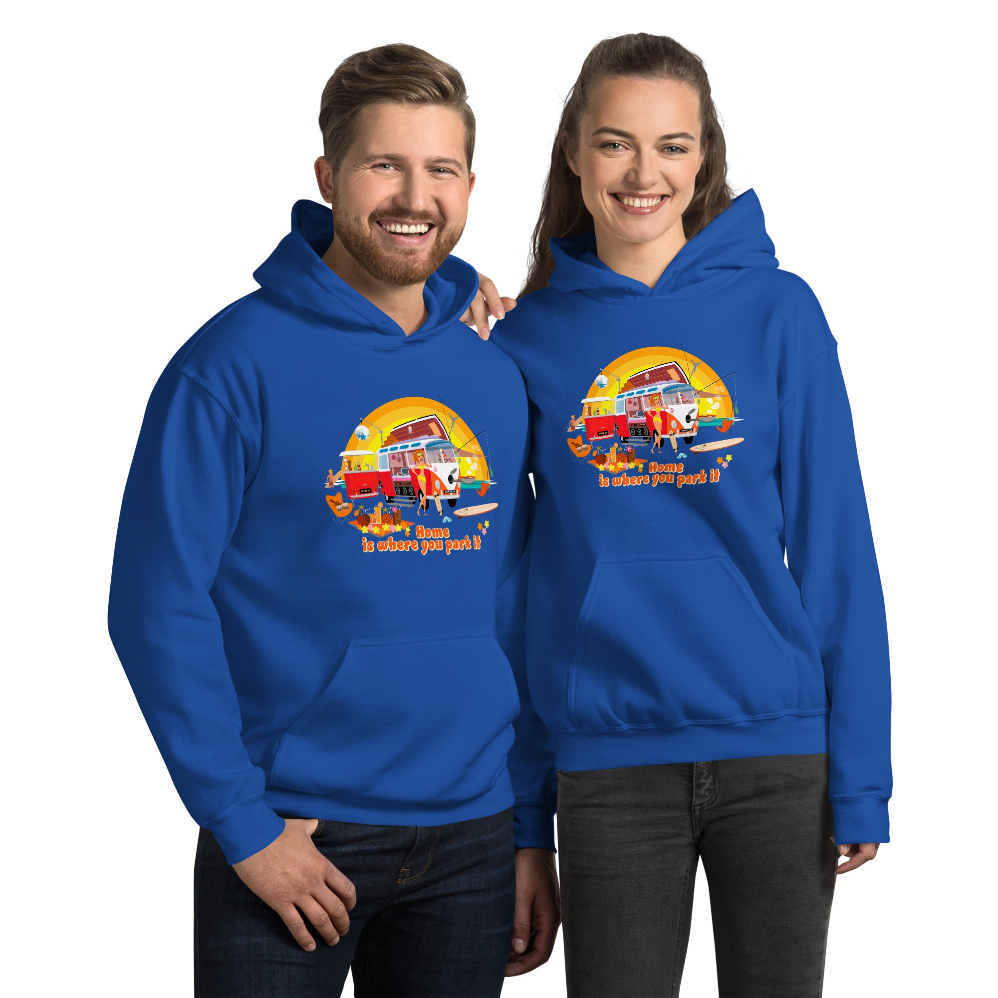 Unisex Hoodie Ultra Combi: Home is where you park it on bright colors