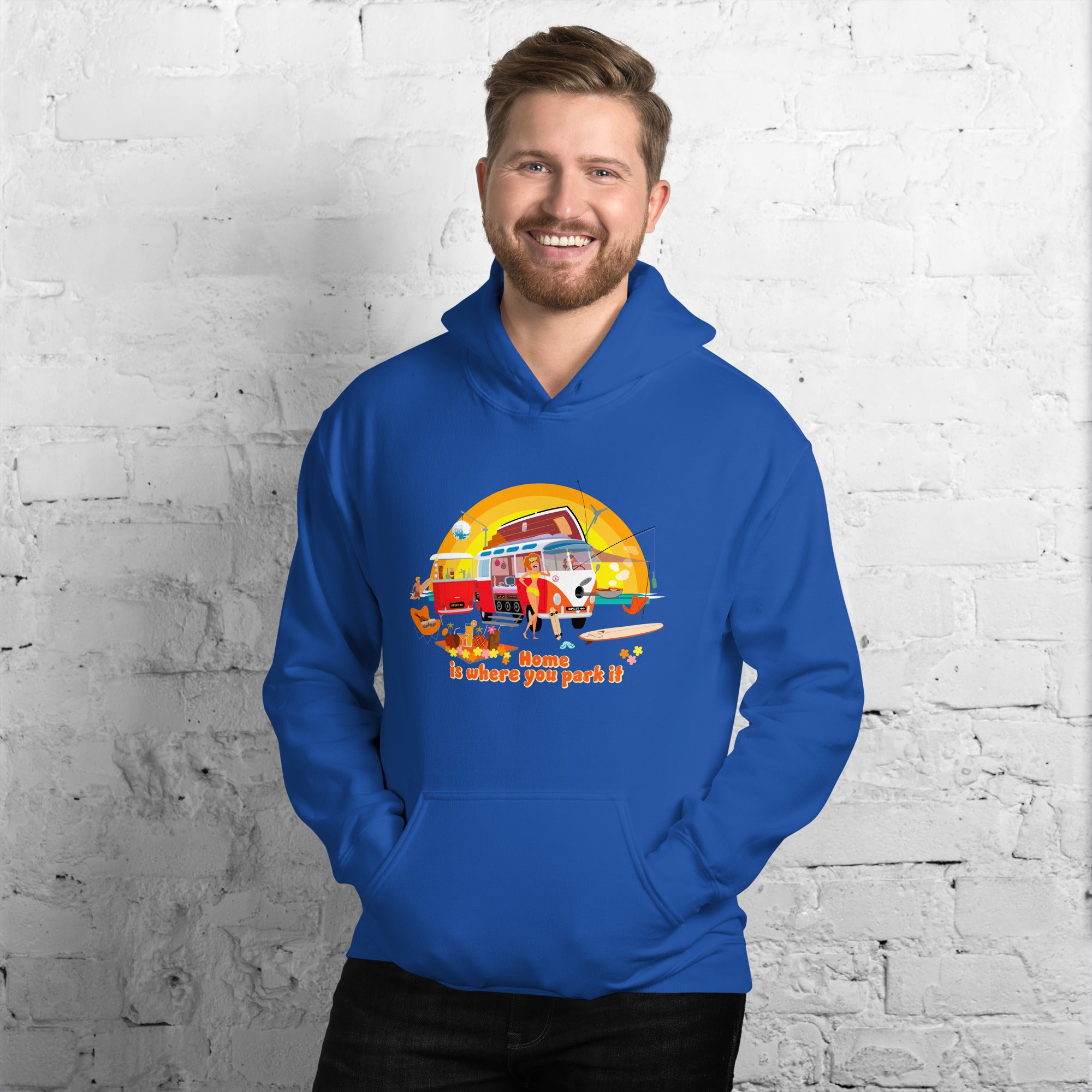 Unisex Hoodie Ultra Combi: Home is where you park it on bright colors