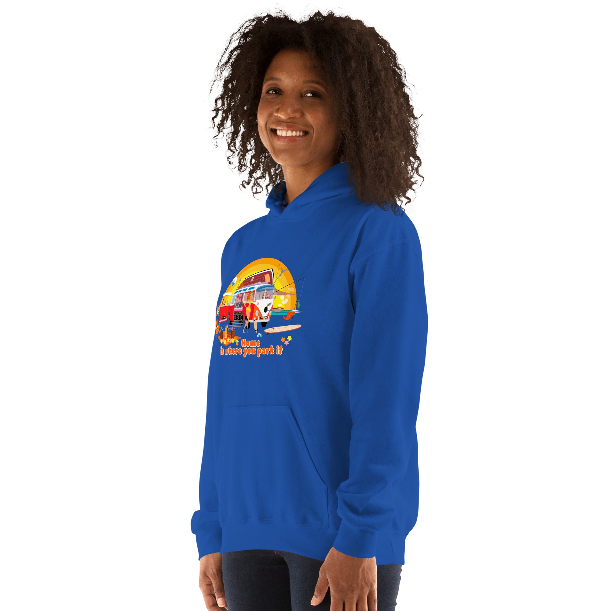 Unisex Hoodie Ultra Combi: Home is where you park it on bright colors