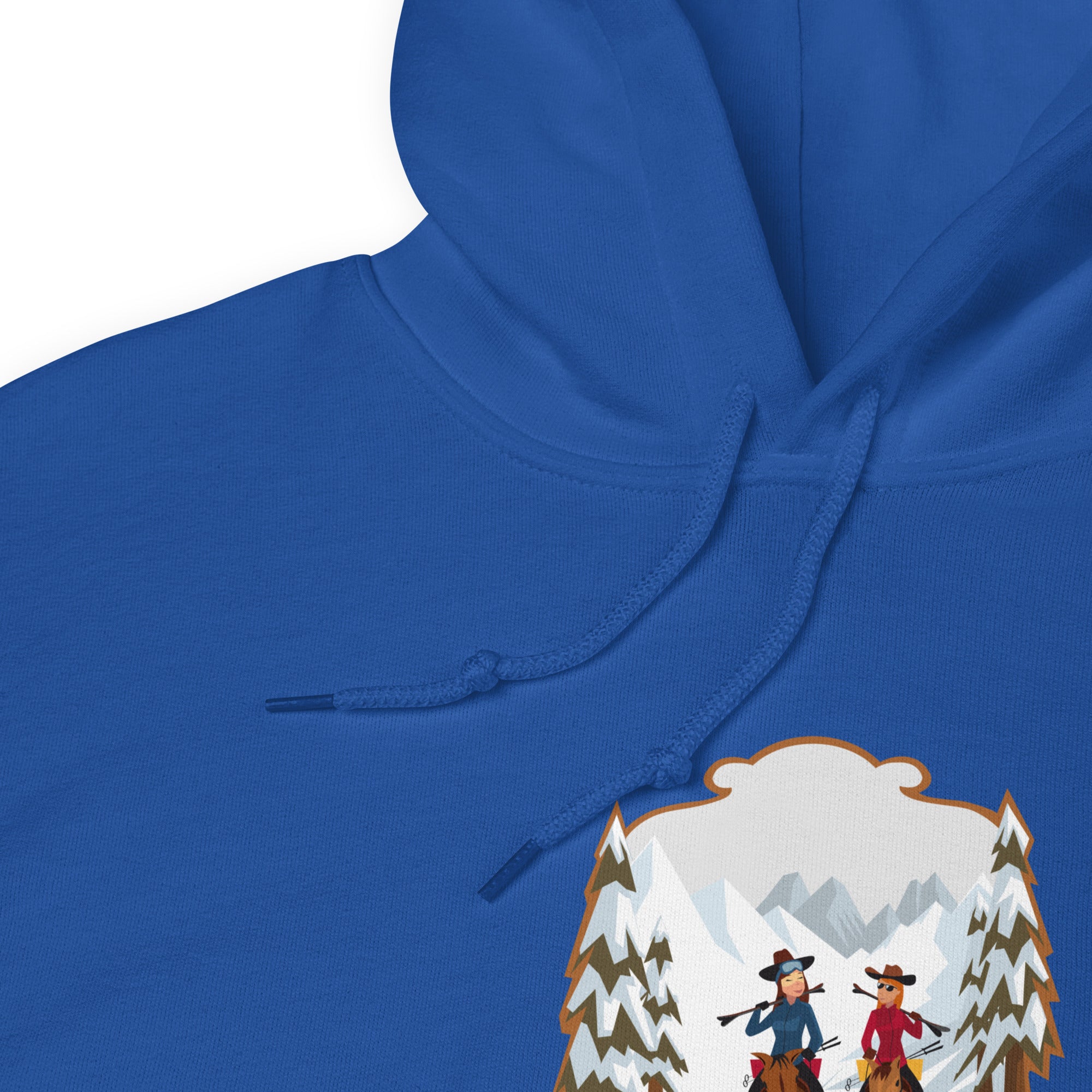 Sweat à capuche d'hiver unisexe The Skiing Cowgirl sur couleurs vives