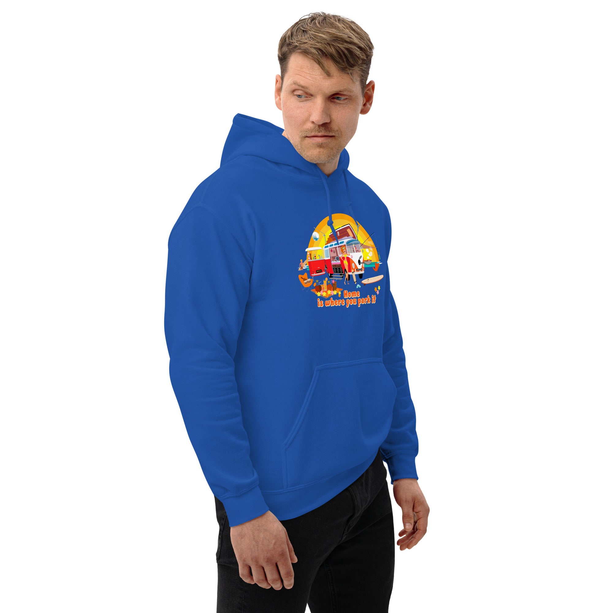 Unisex Hoodie Ultra Combi: Home is where you park it on bright colors