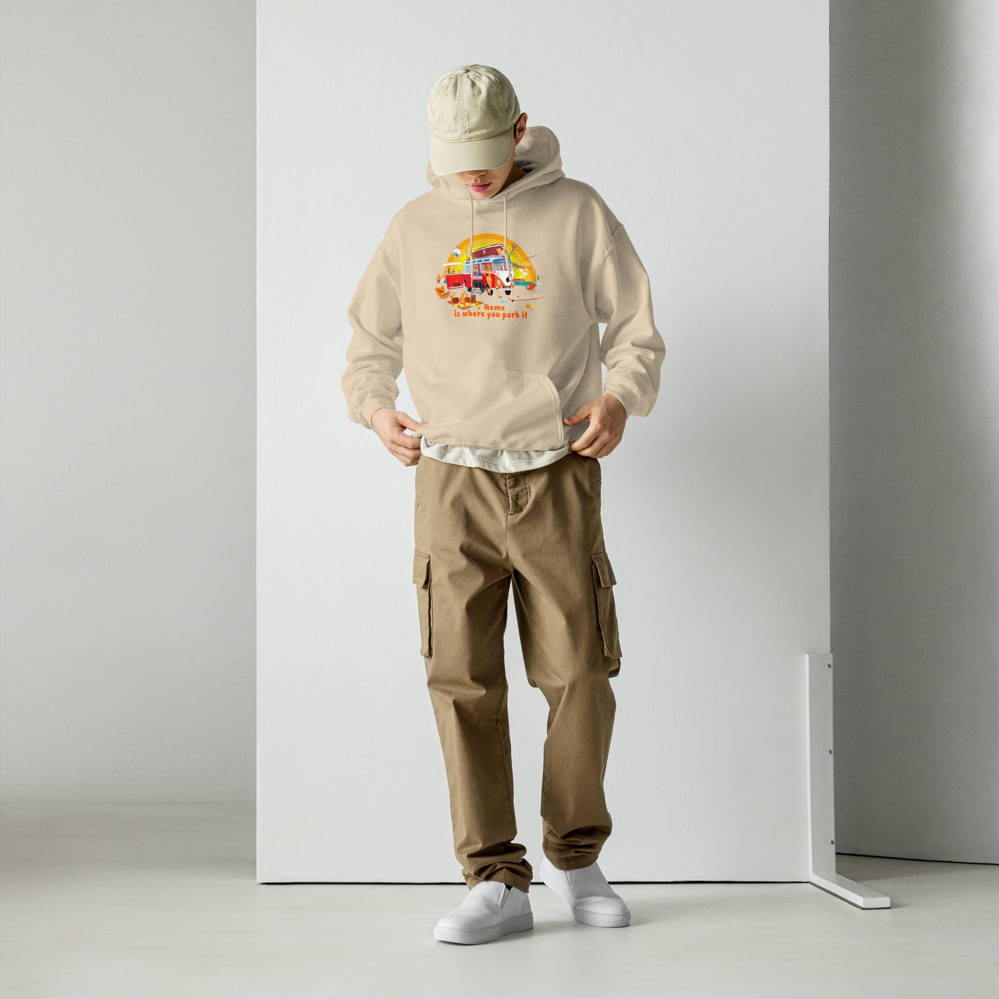 Unisex Hoodie Ultra Combi: Home is where you park it on bright colors