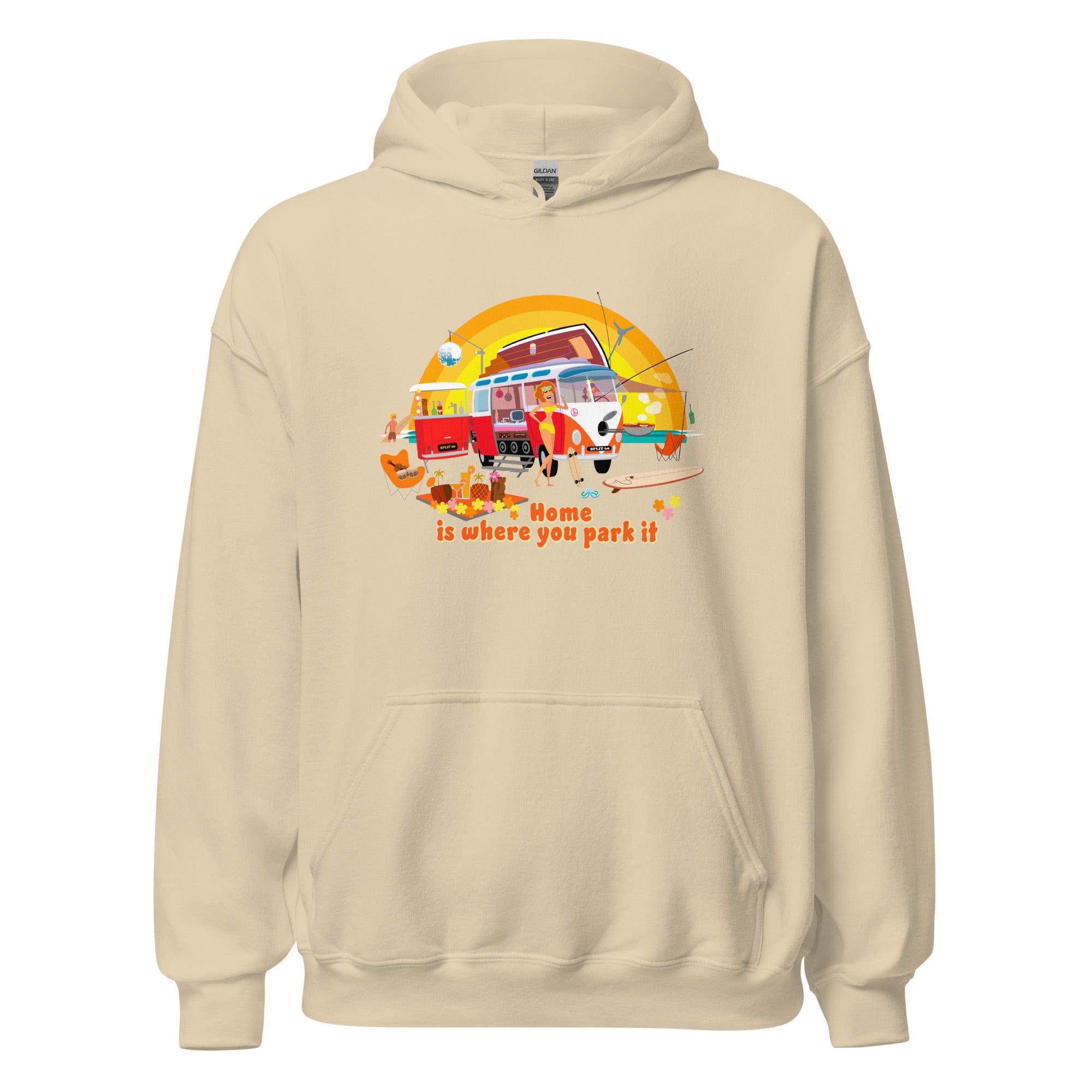 Unisex Hoodie Ultra Combi: Home is where you park it on bright colors