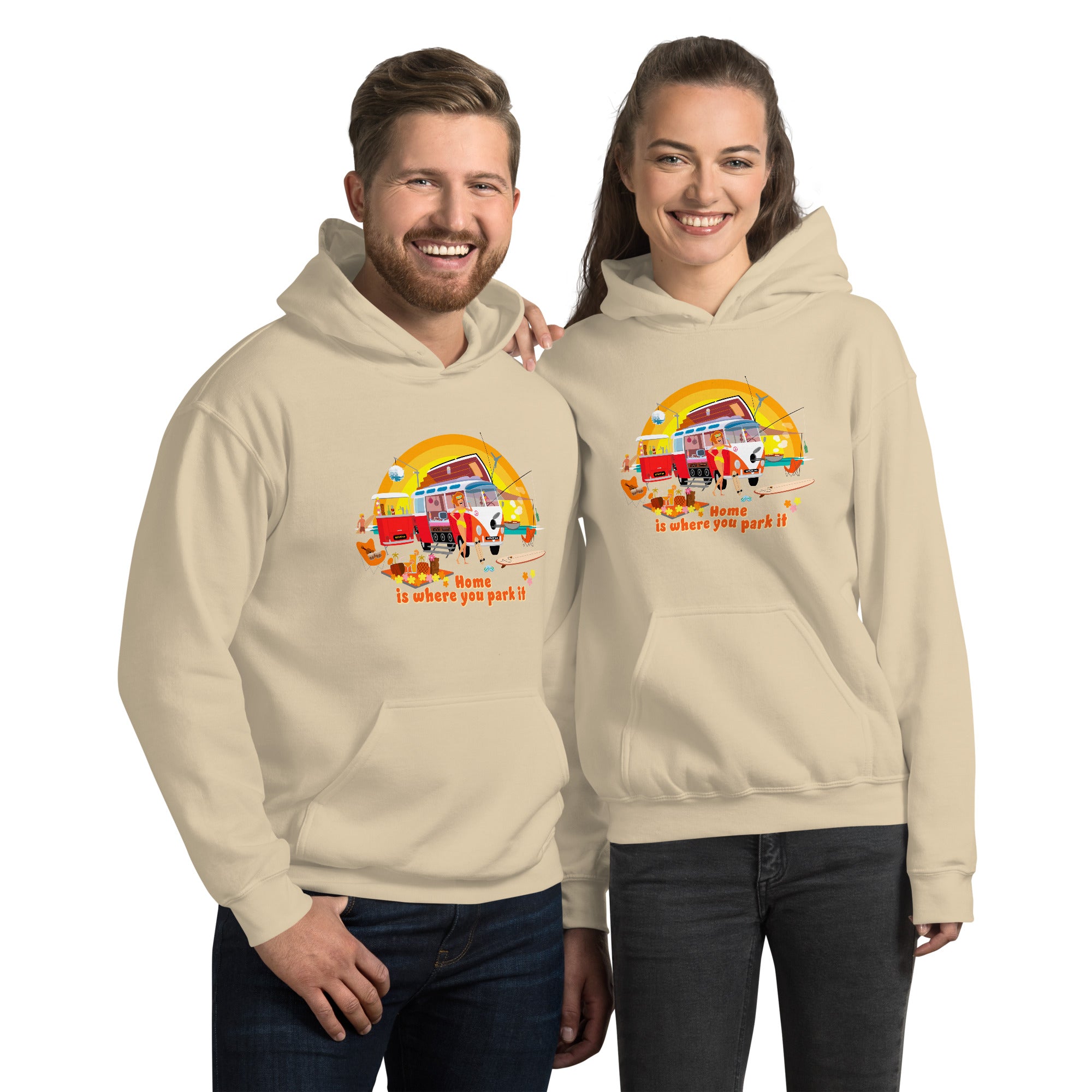 Unisex Hoodie Ultra Combi: Home is where you park it on bright colors