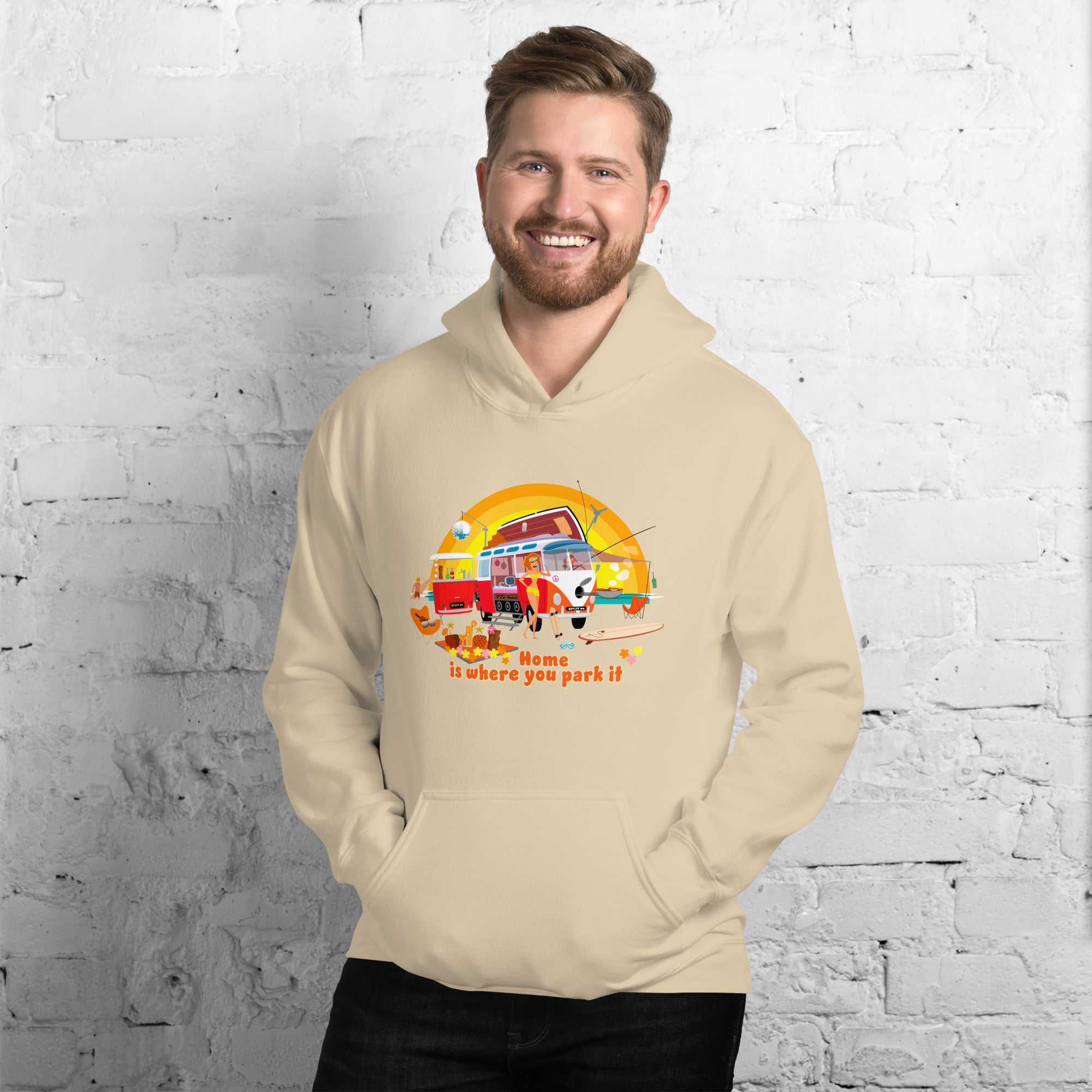 Unisex Hoodie Ultra Combi: Home is where you park it on bright colors